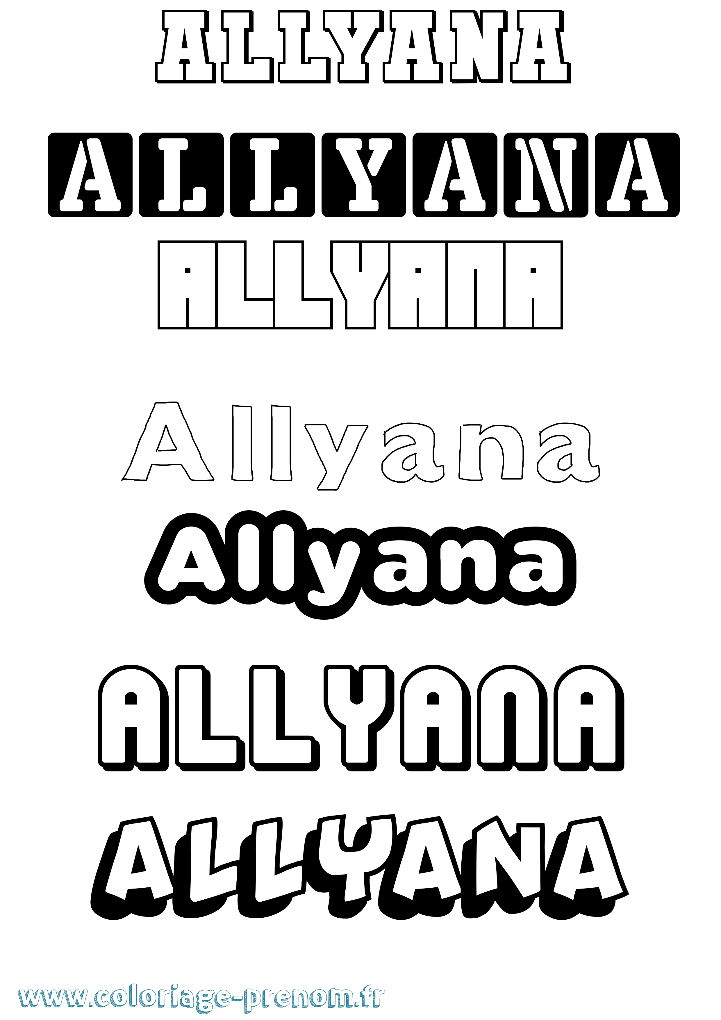 Coloriage prénom Allyana Simple