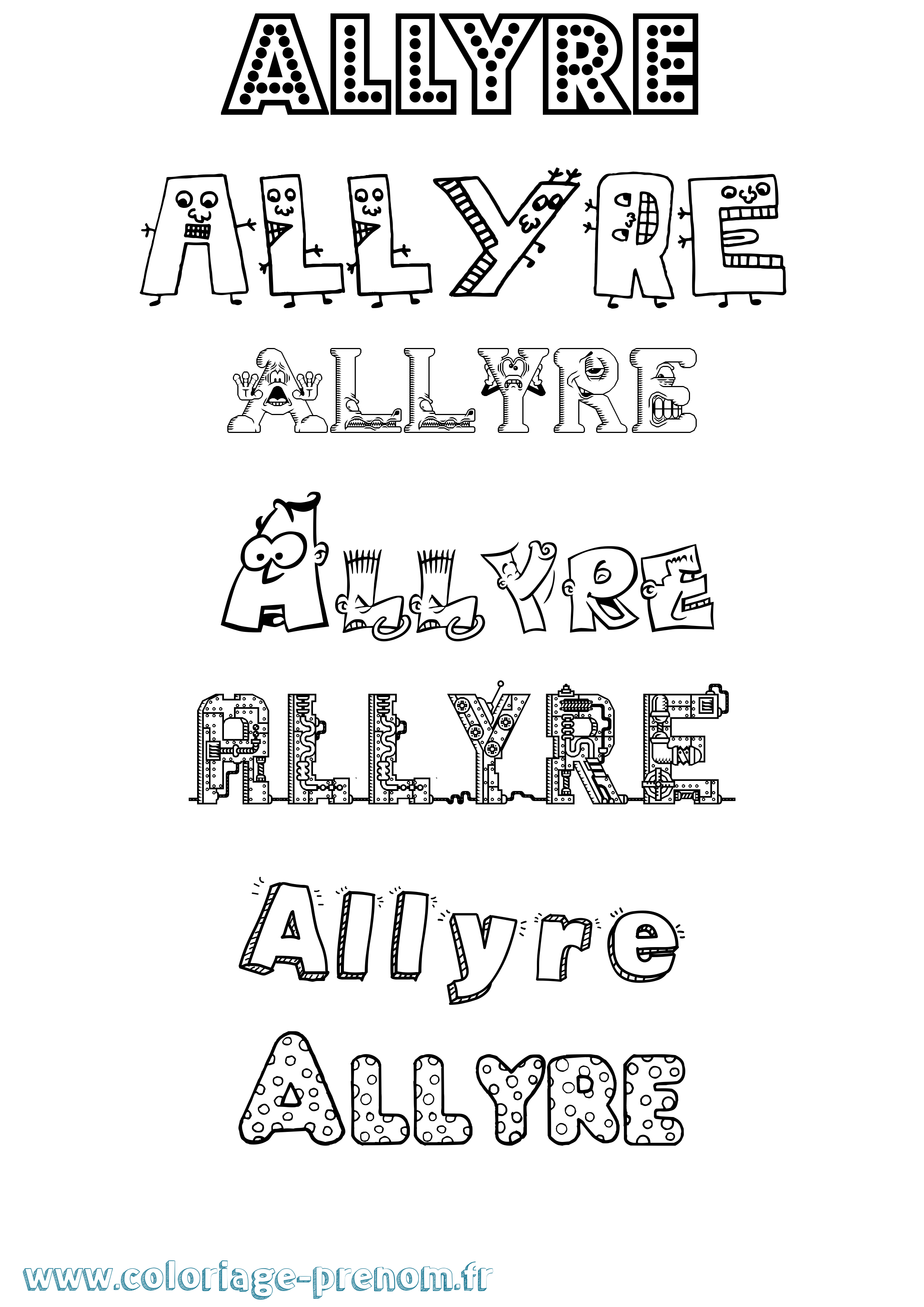Coloriage prénom Allyre Fun