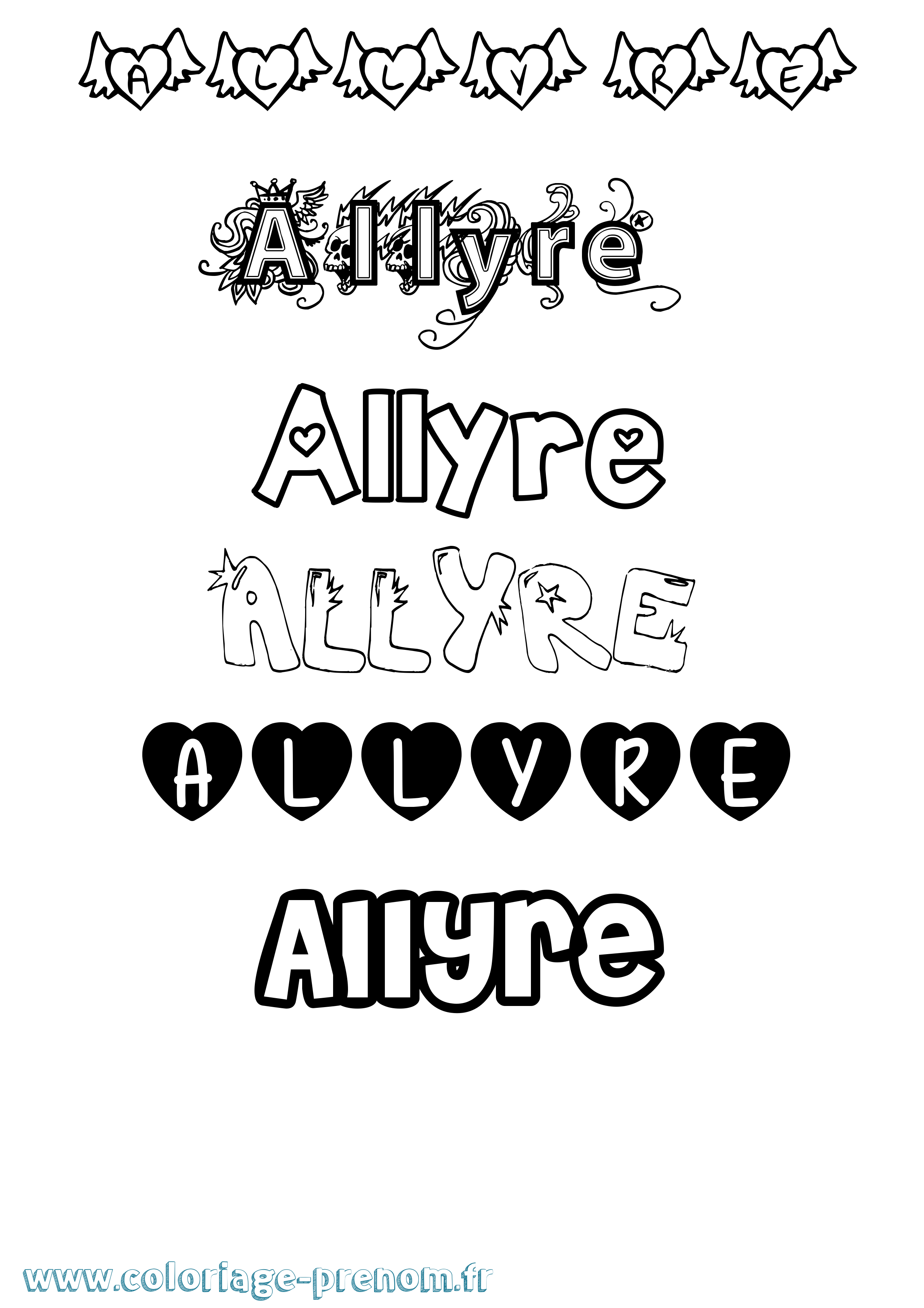 Coloriage prénom Allyre Girly