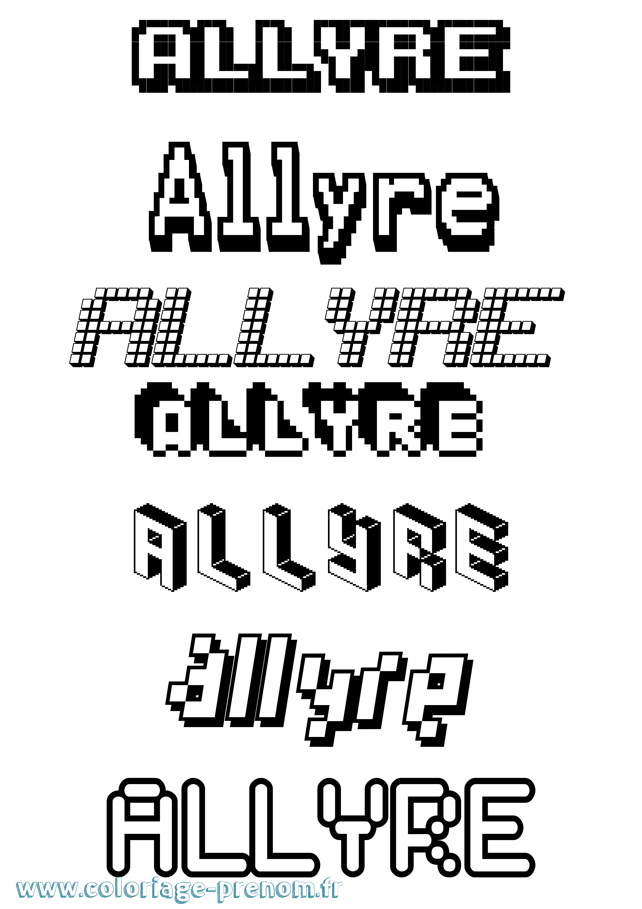 Coloriage prénom Allyre Pixel
