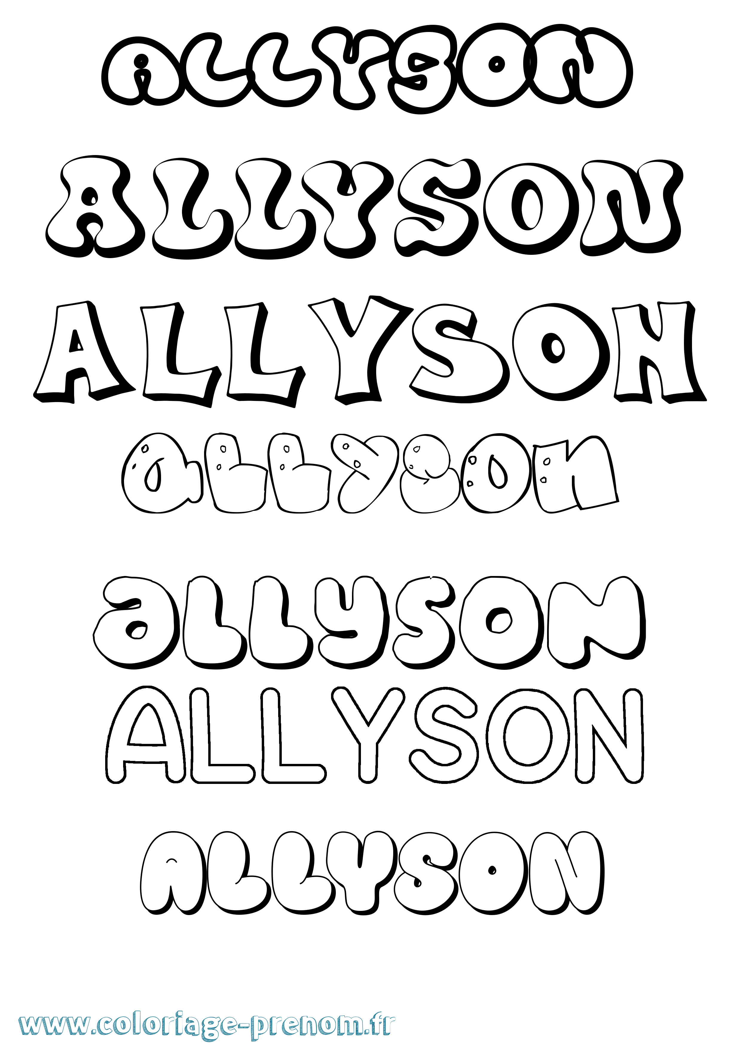 Coloriage prénom Allyson Bubble