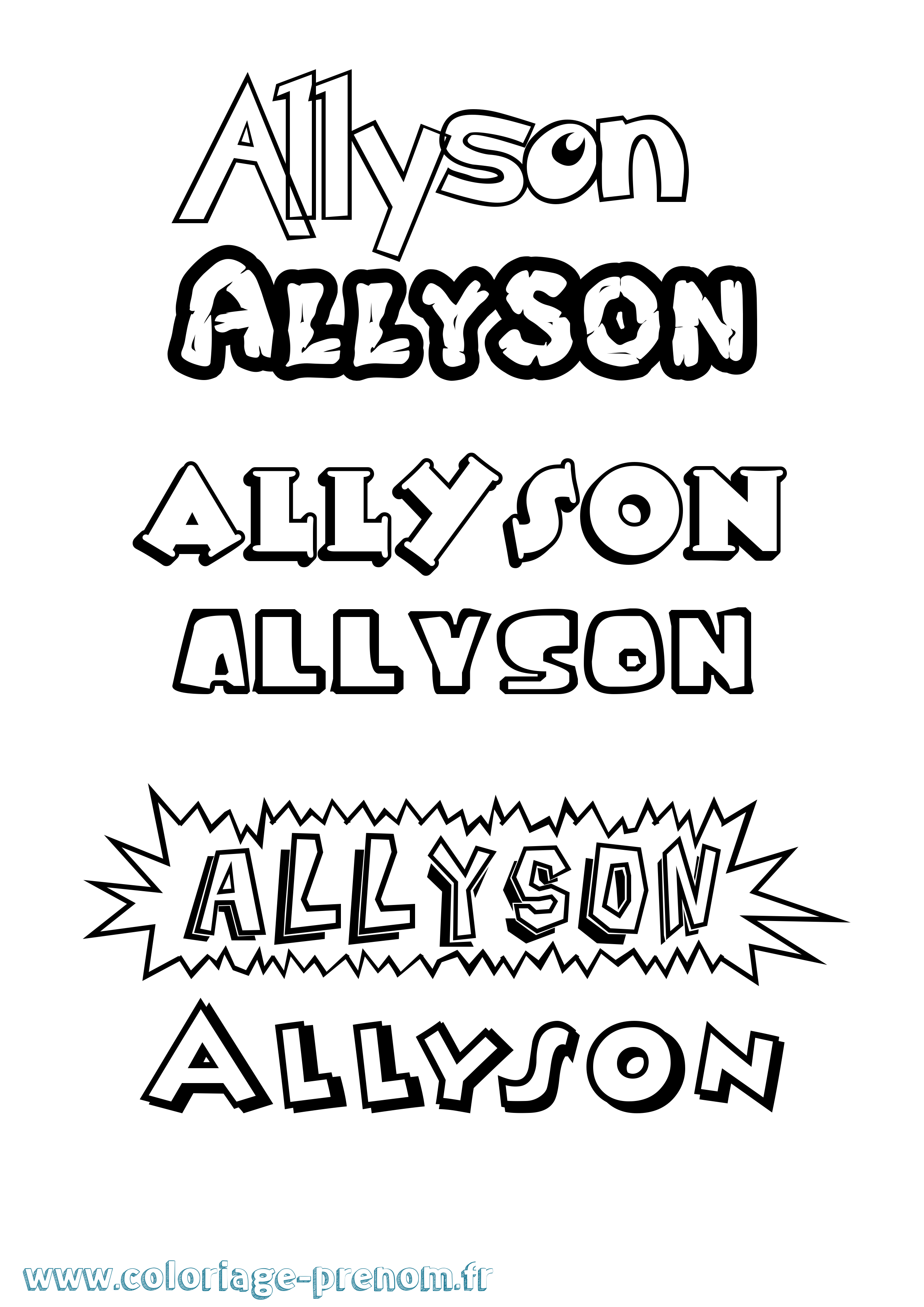 Coloriage prénom Allyson Dessin Animé