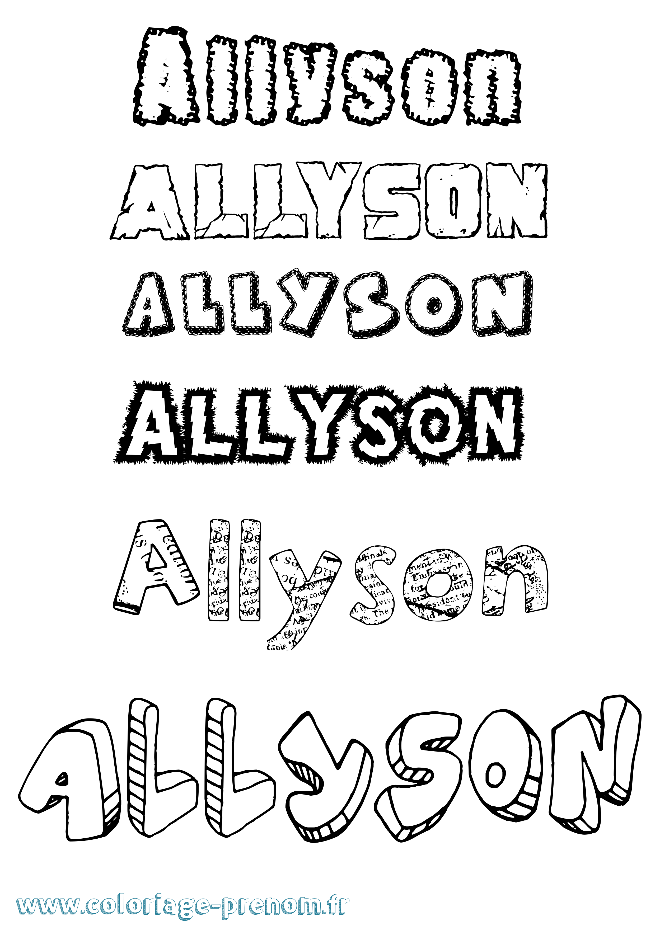 Coloriage prénom Allyson Destructuré