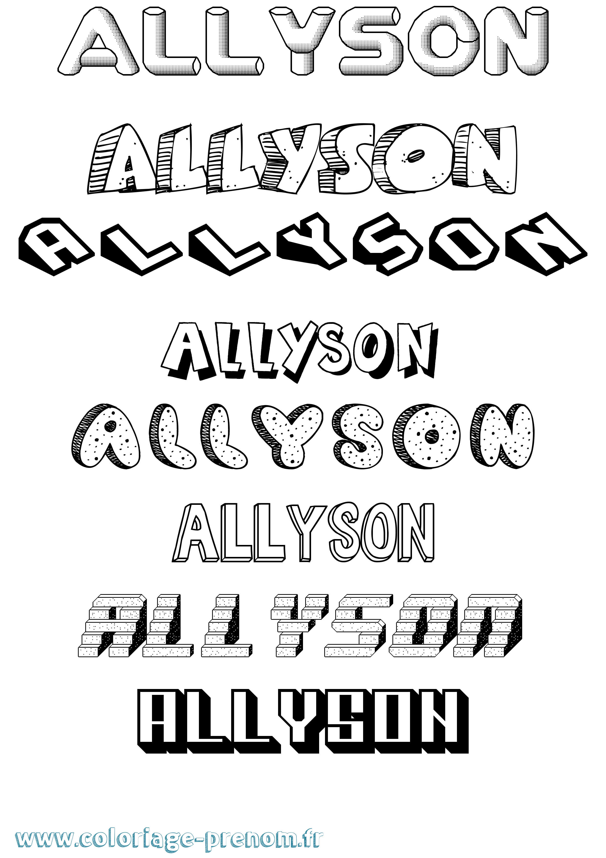 Coloriage prénom Allyson Effet 3D