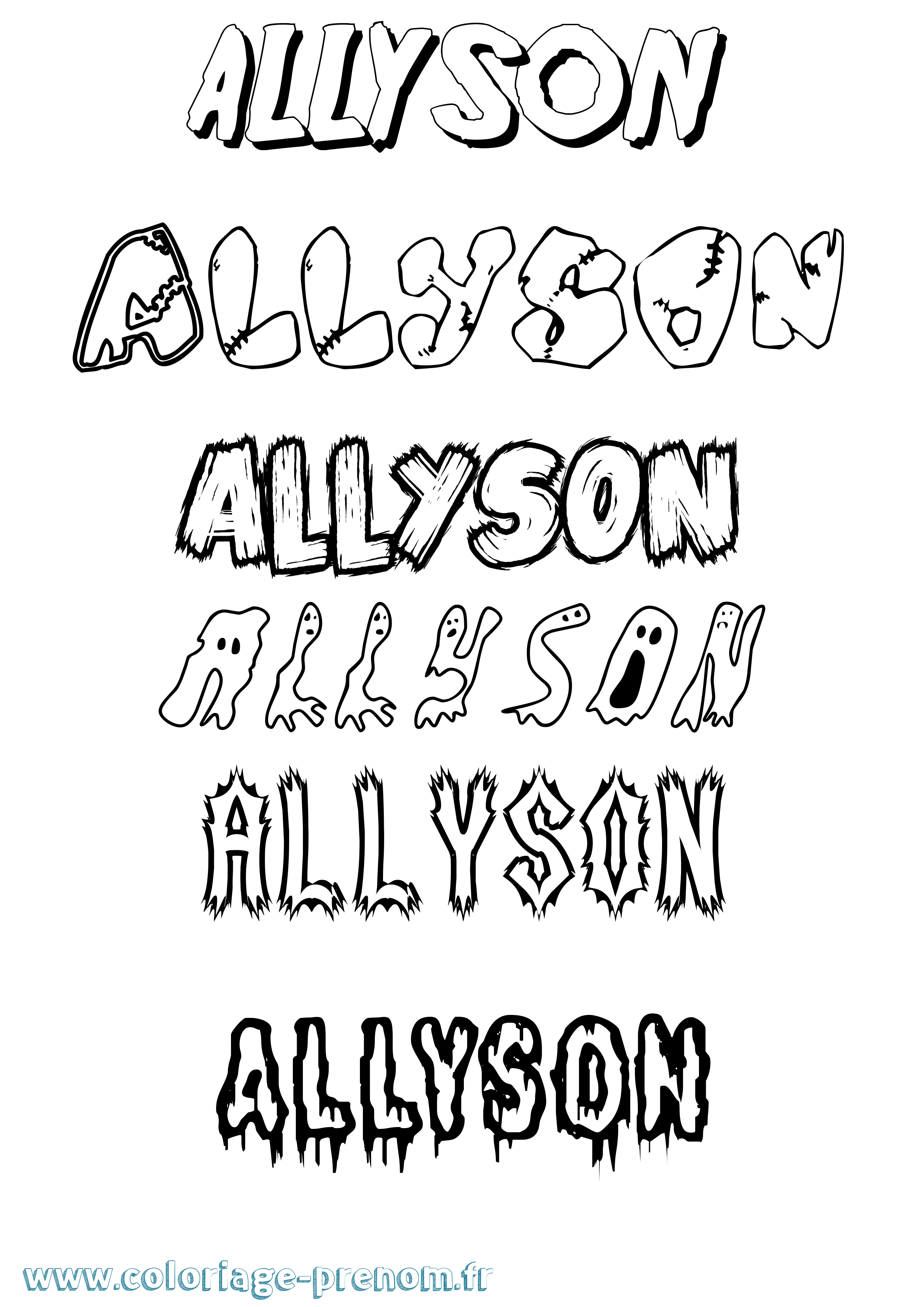 Coloriage prénom Allyson Frisson