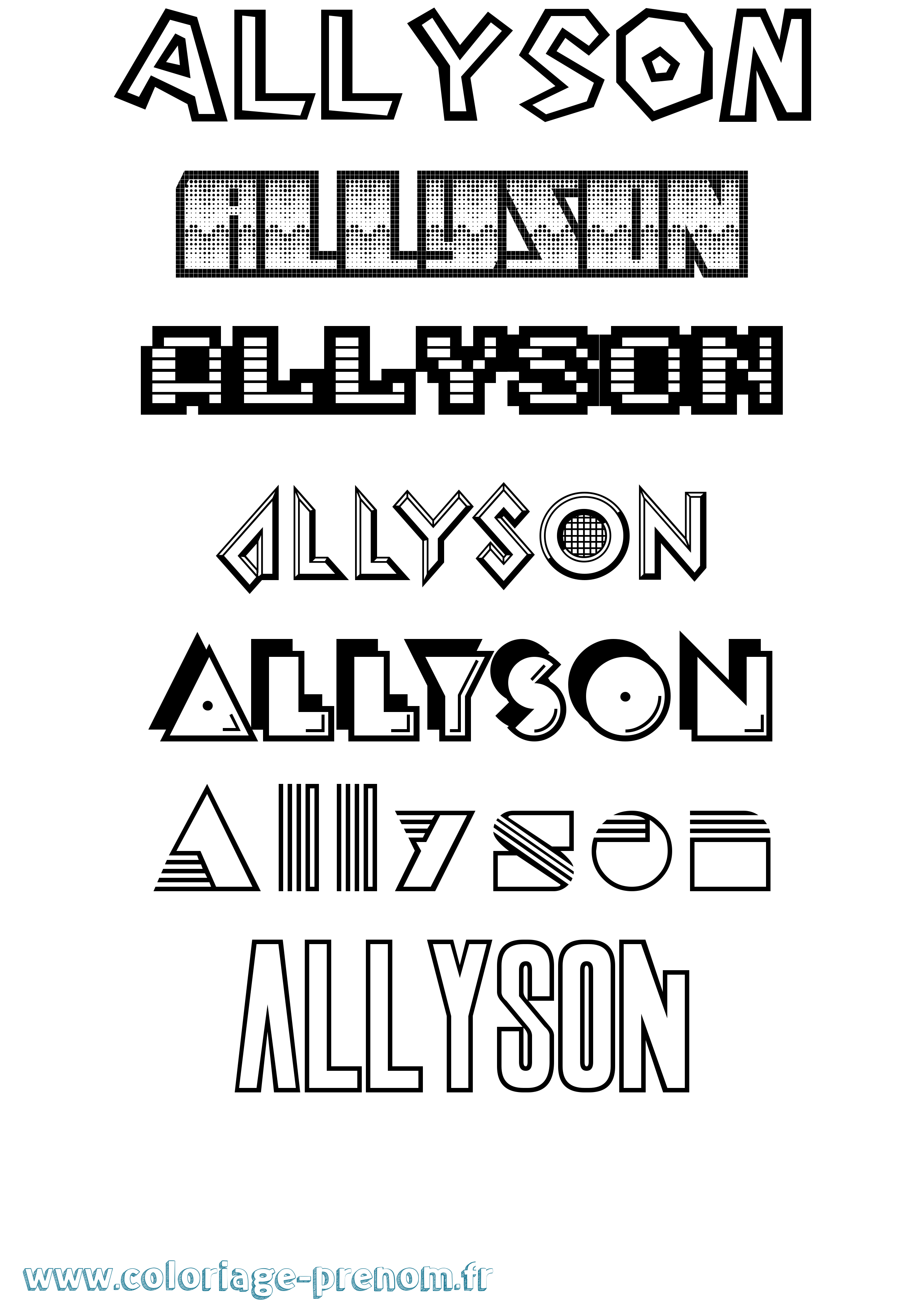 Coloriage prénom Allyson Jeux Vidéos