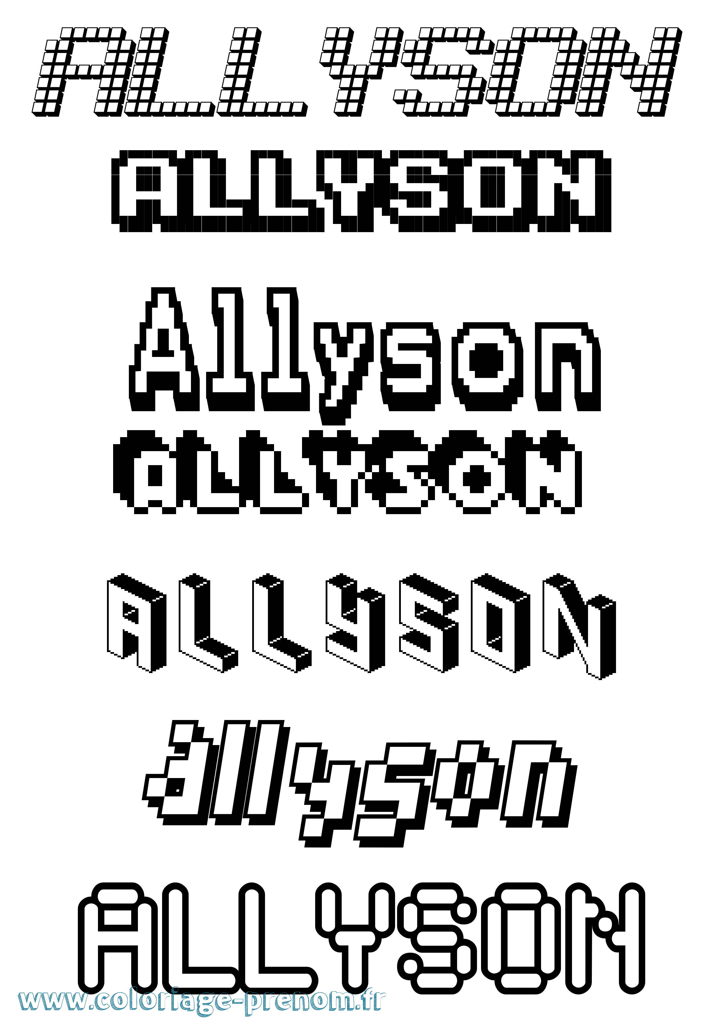 Coloriage prénom Allyson Pixel