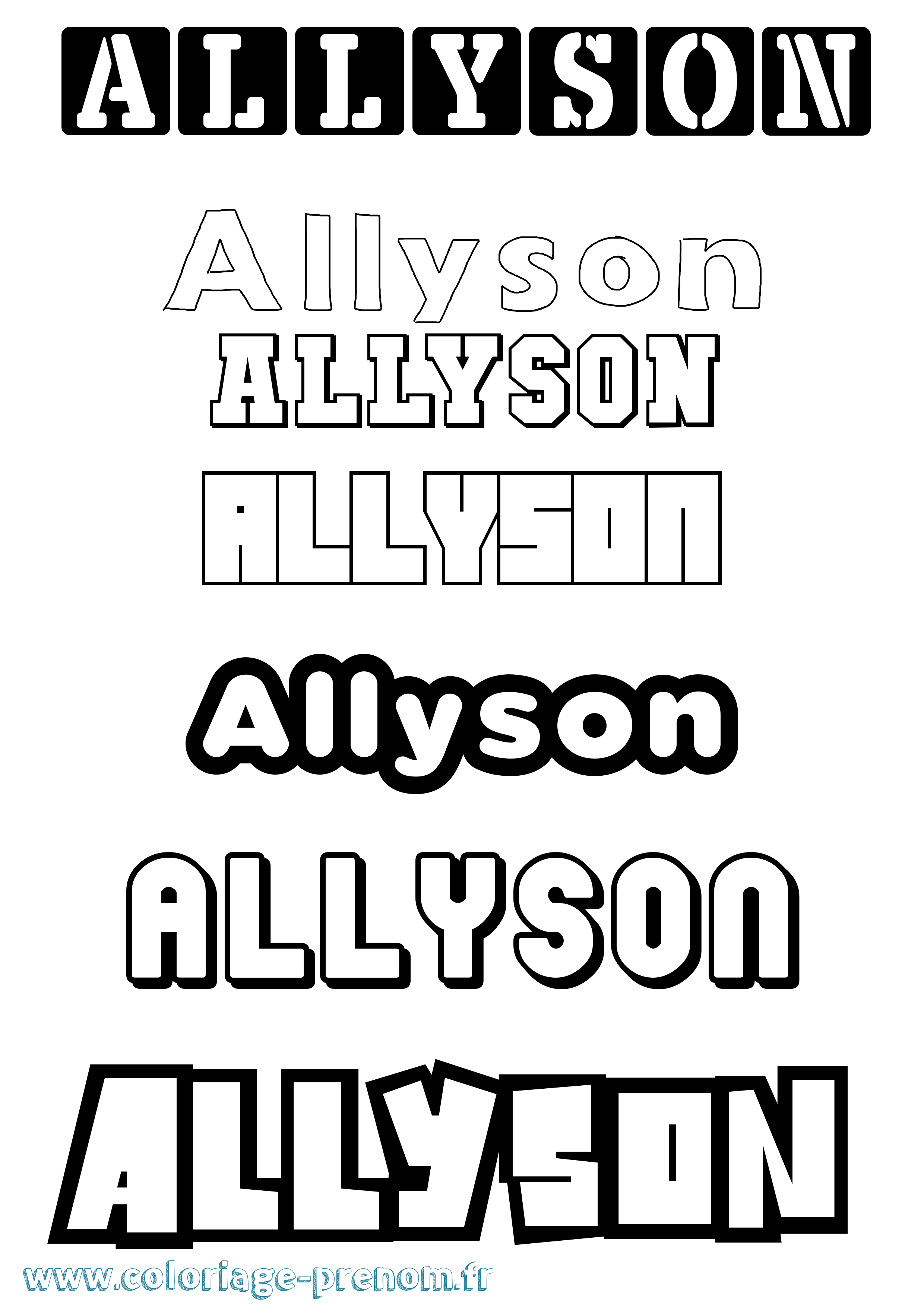 Coloriage prénom Allyson Simple