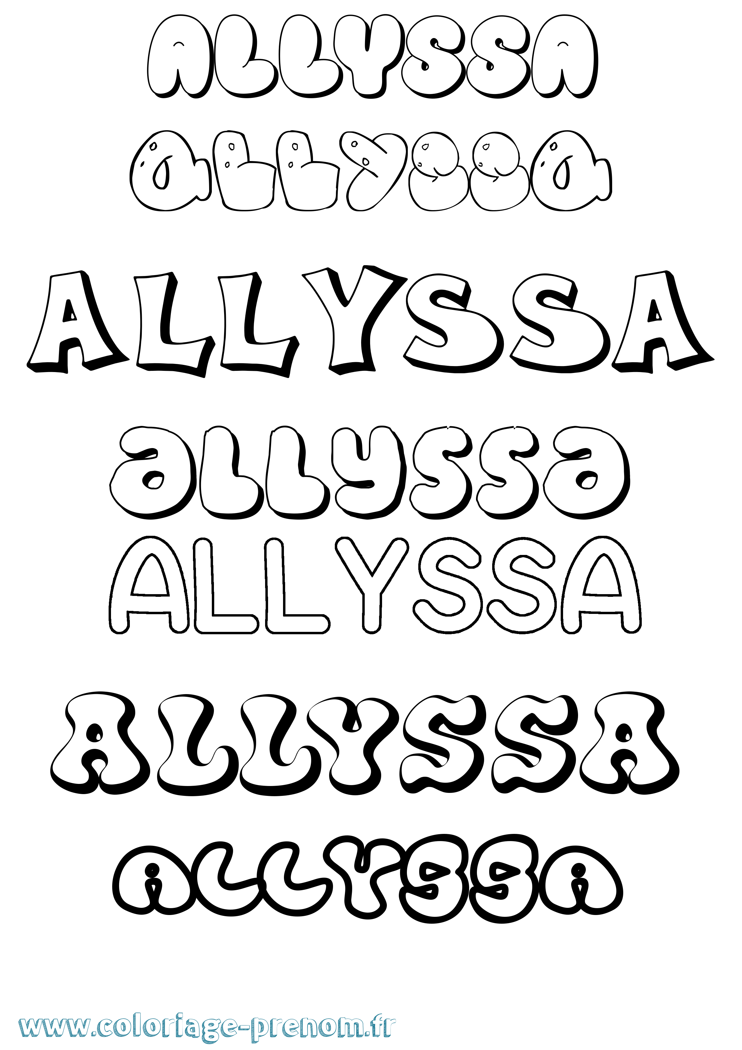 Coloriage prénom Allyssa Bubble