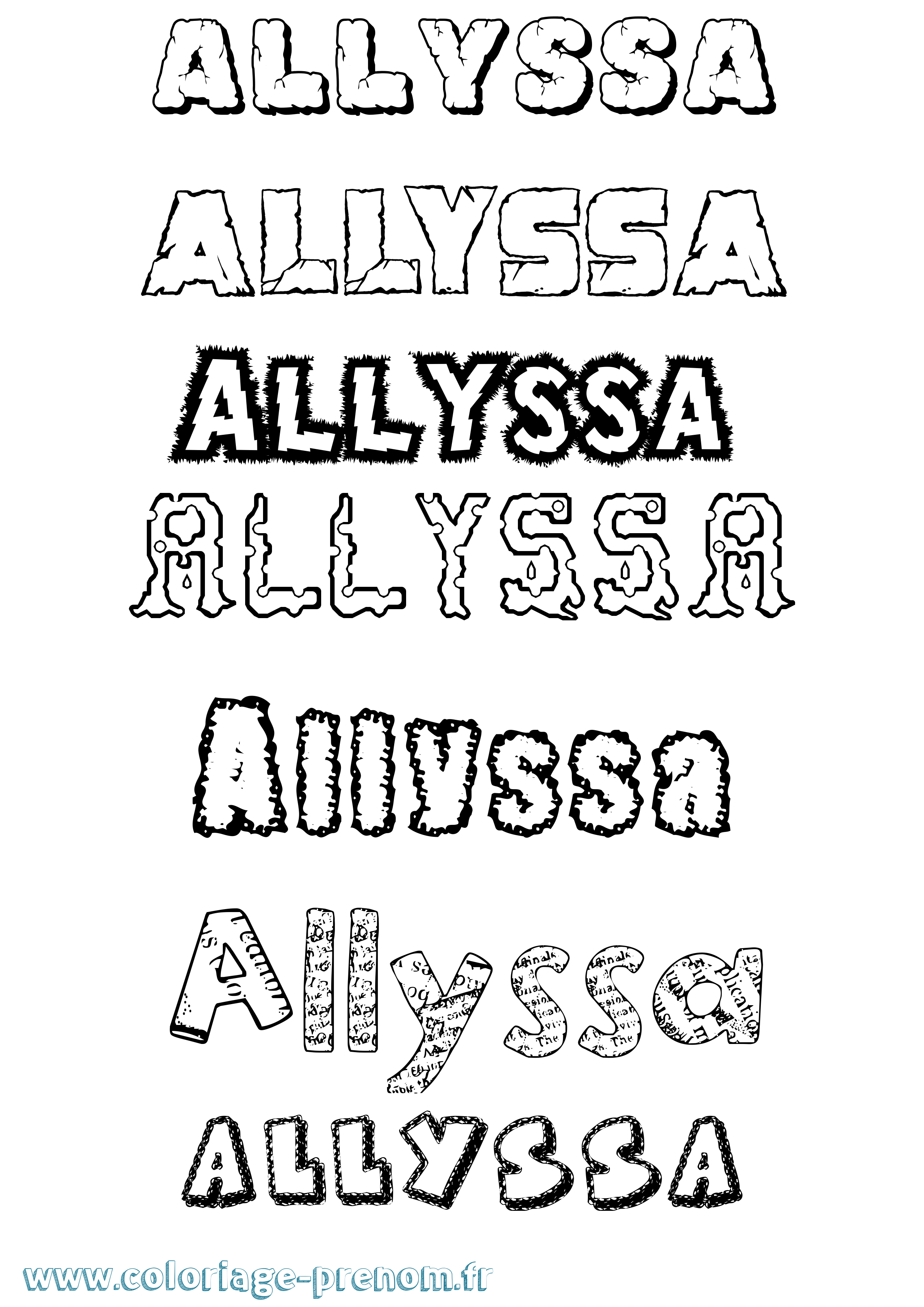 Coloriage prénom Allyssa Destructuré