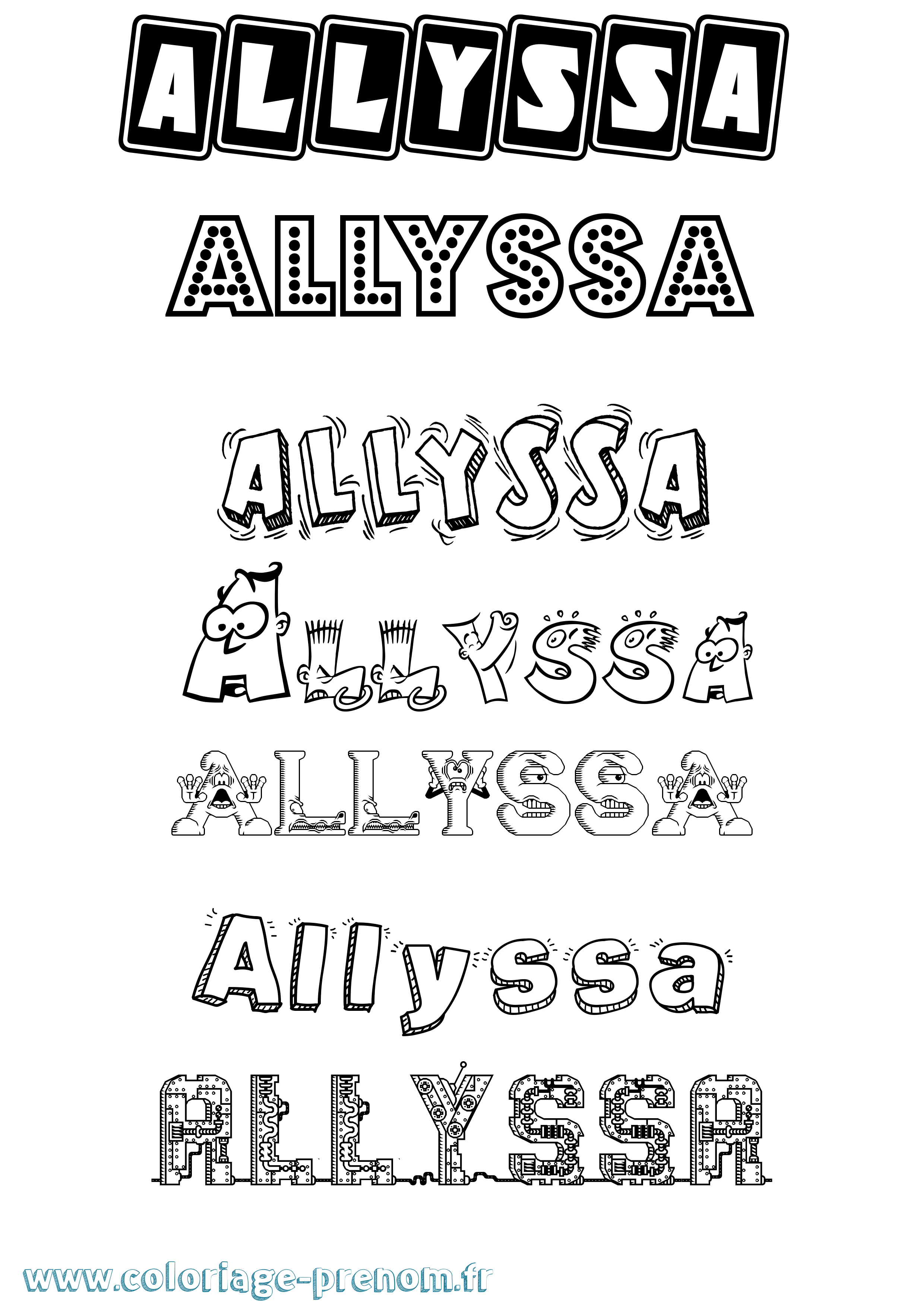 Coloriage prénom Allyssa Fun