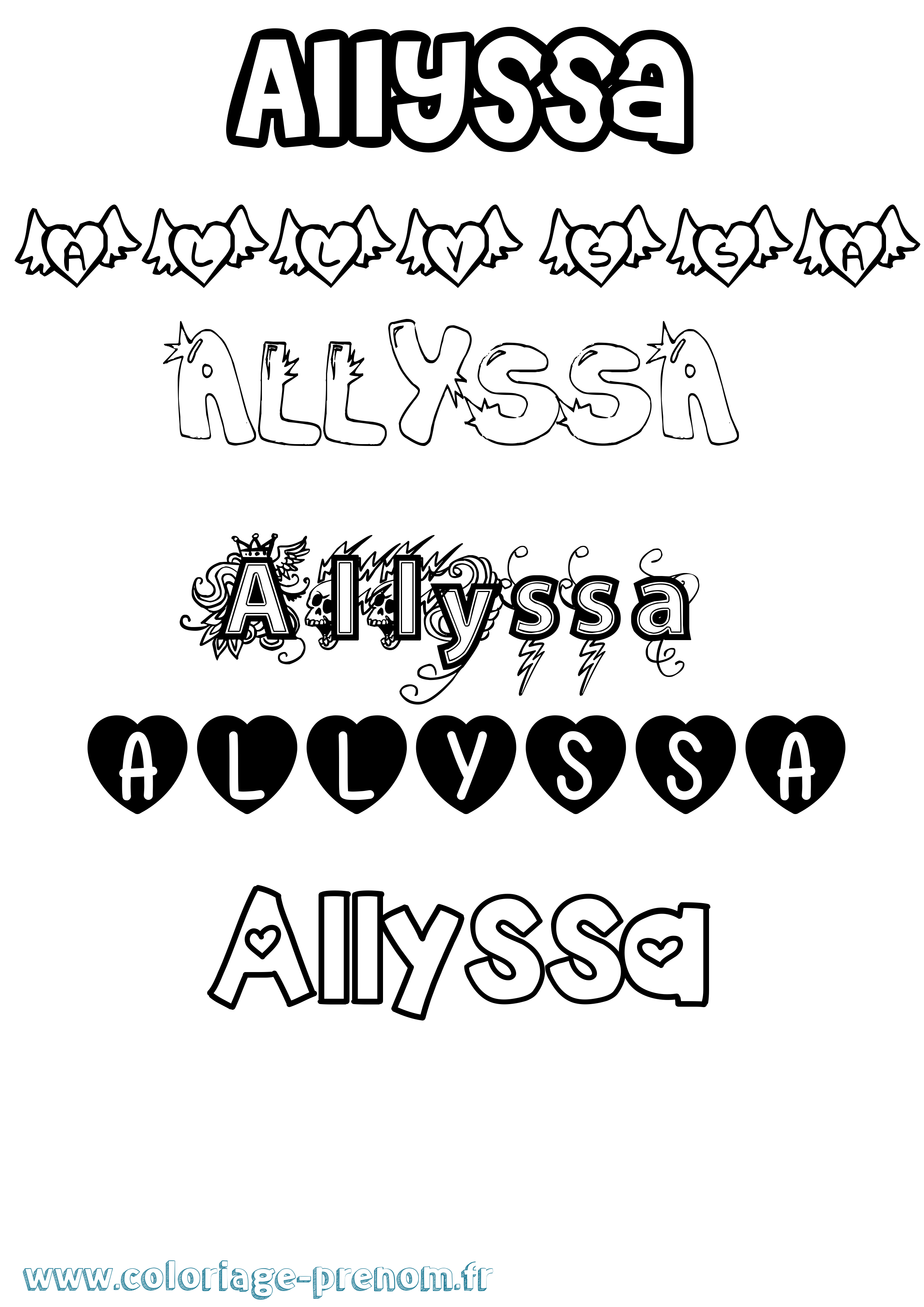 Coloriage prénom Allyssa Girly