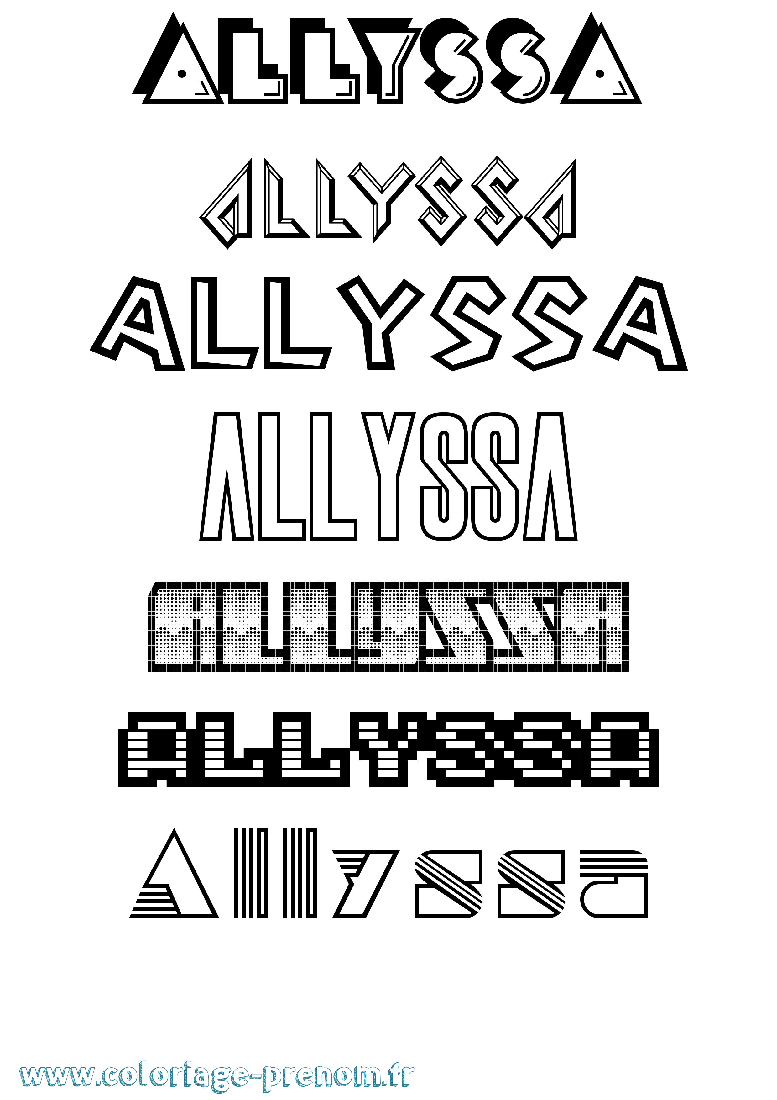 Coloriage prénom Allyssa Jeux Vidéos