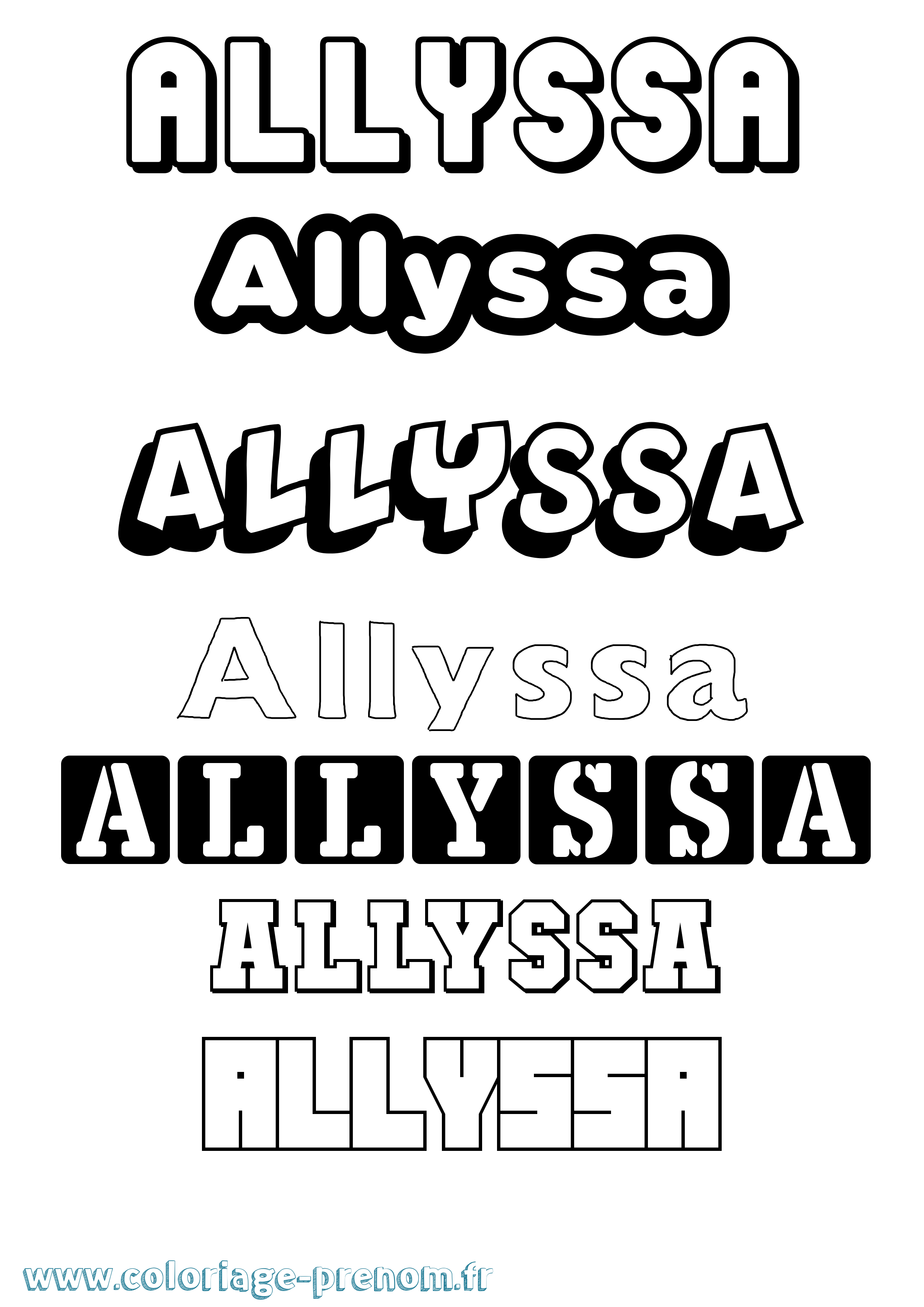 Coloriage prénom Allyssa Simple