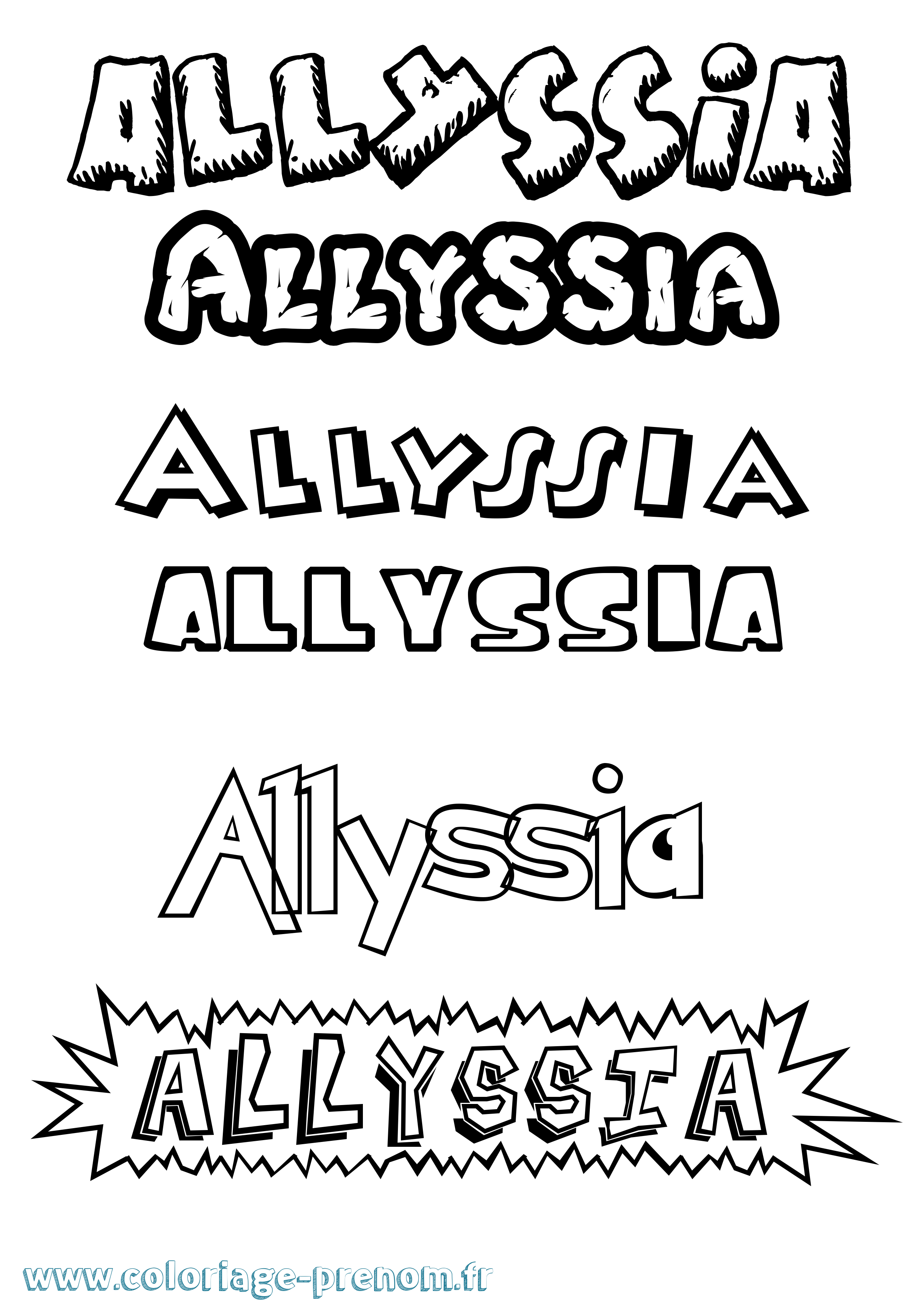 Coloriage prénom Allyssia Dessin Animé