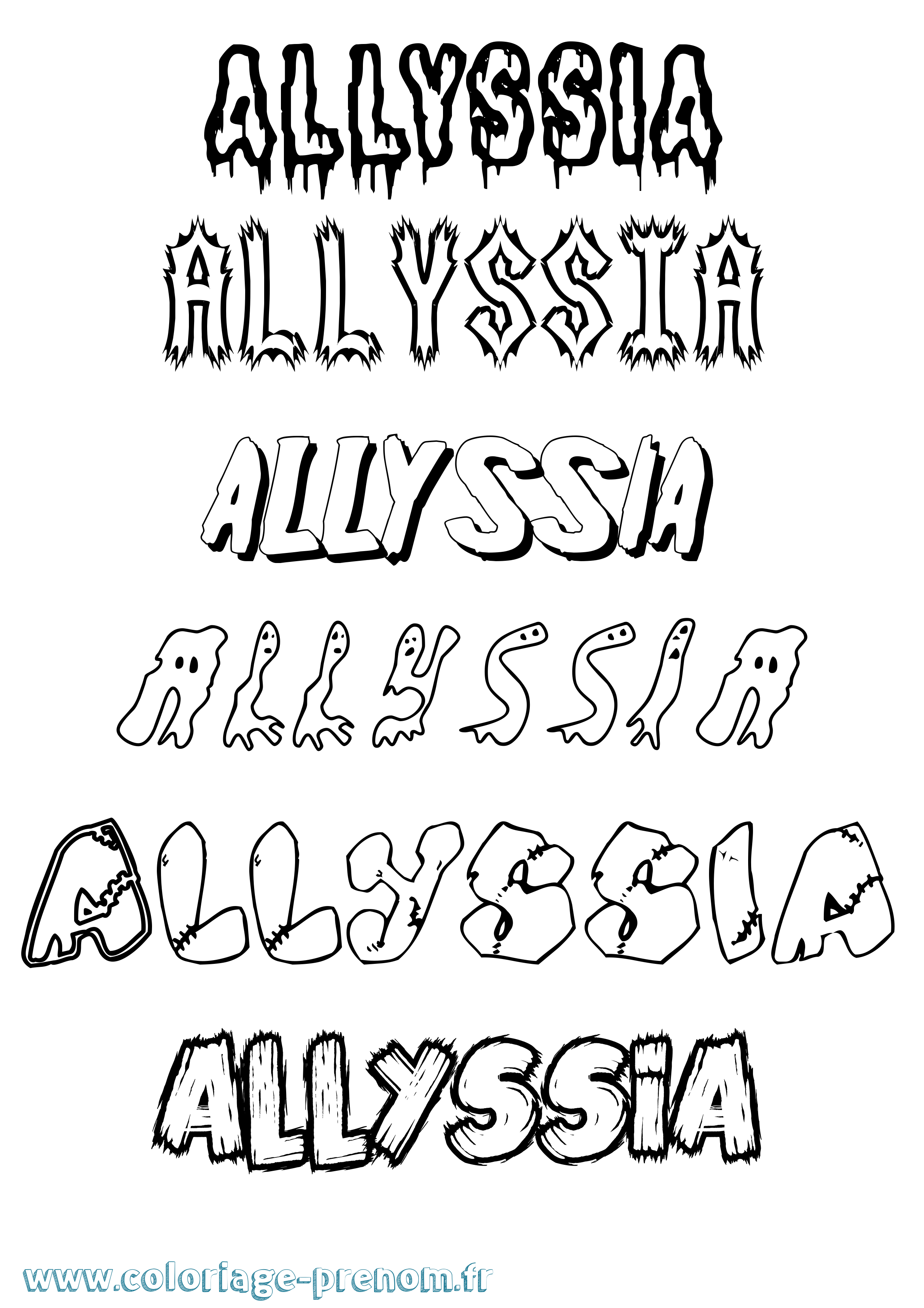 Coloriage prénom Allyssia Frisson