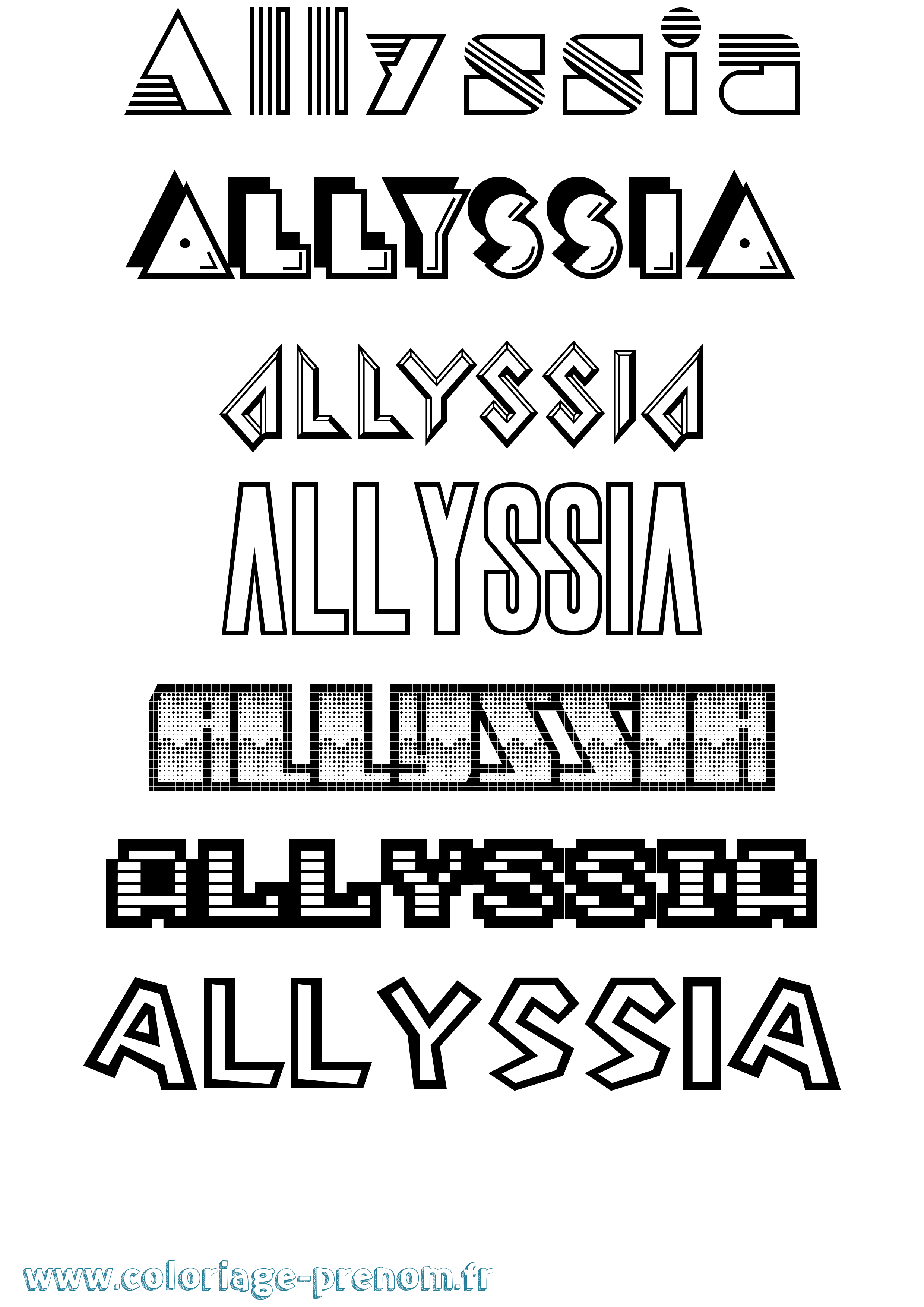 Coloriage prénom Allyssia Jeux Vidéos