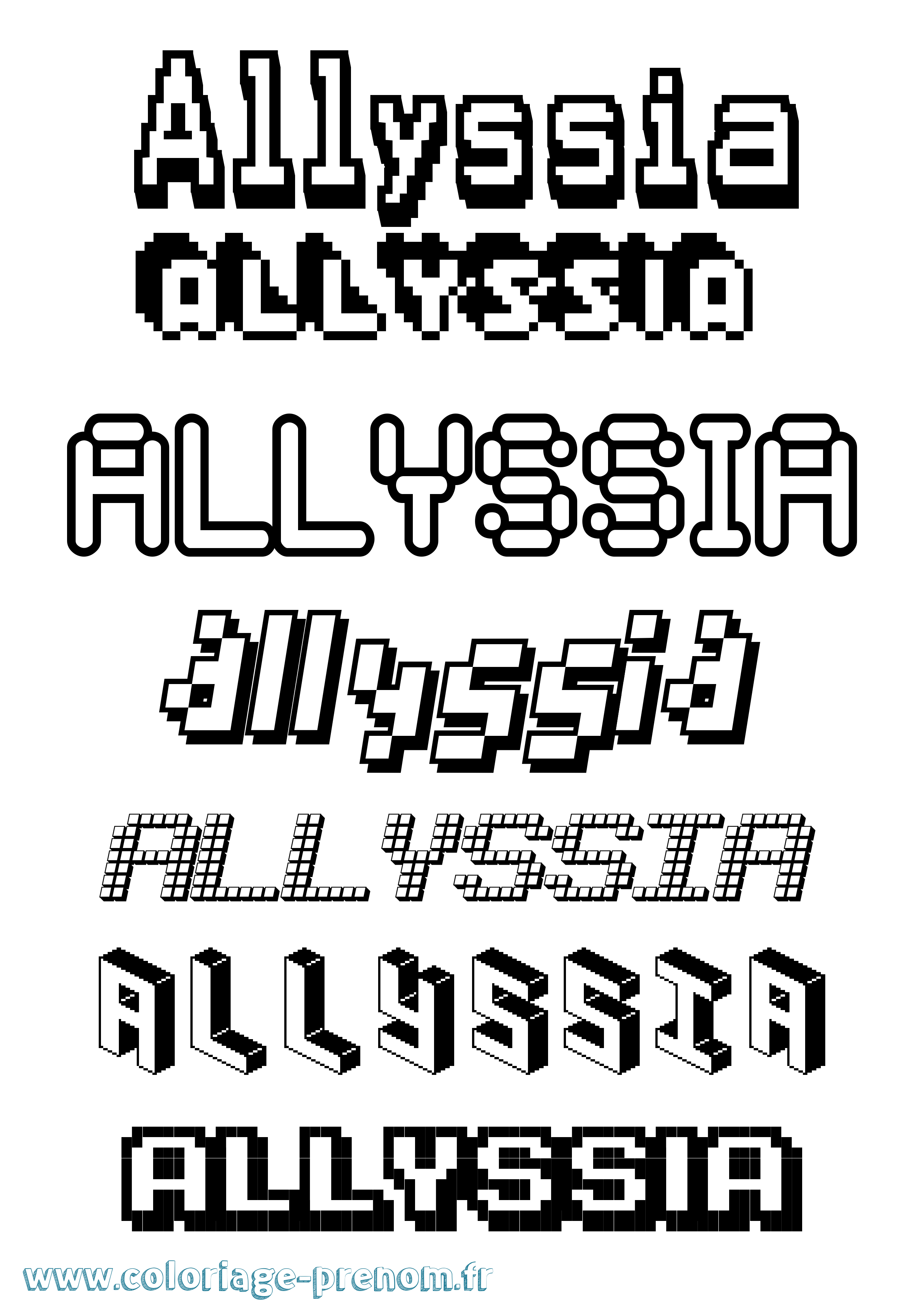 Coloriage prénom Allyssia Pixel
