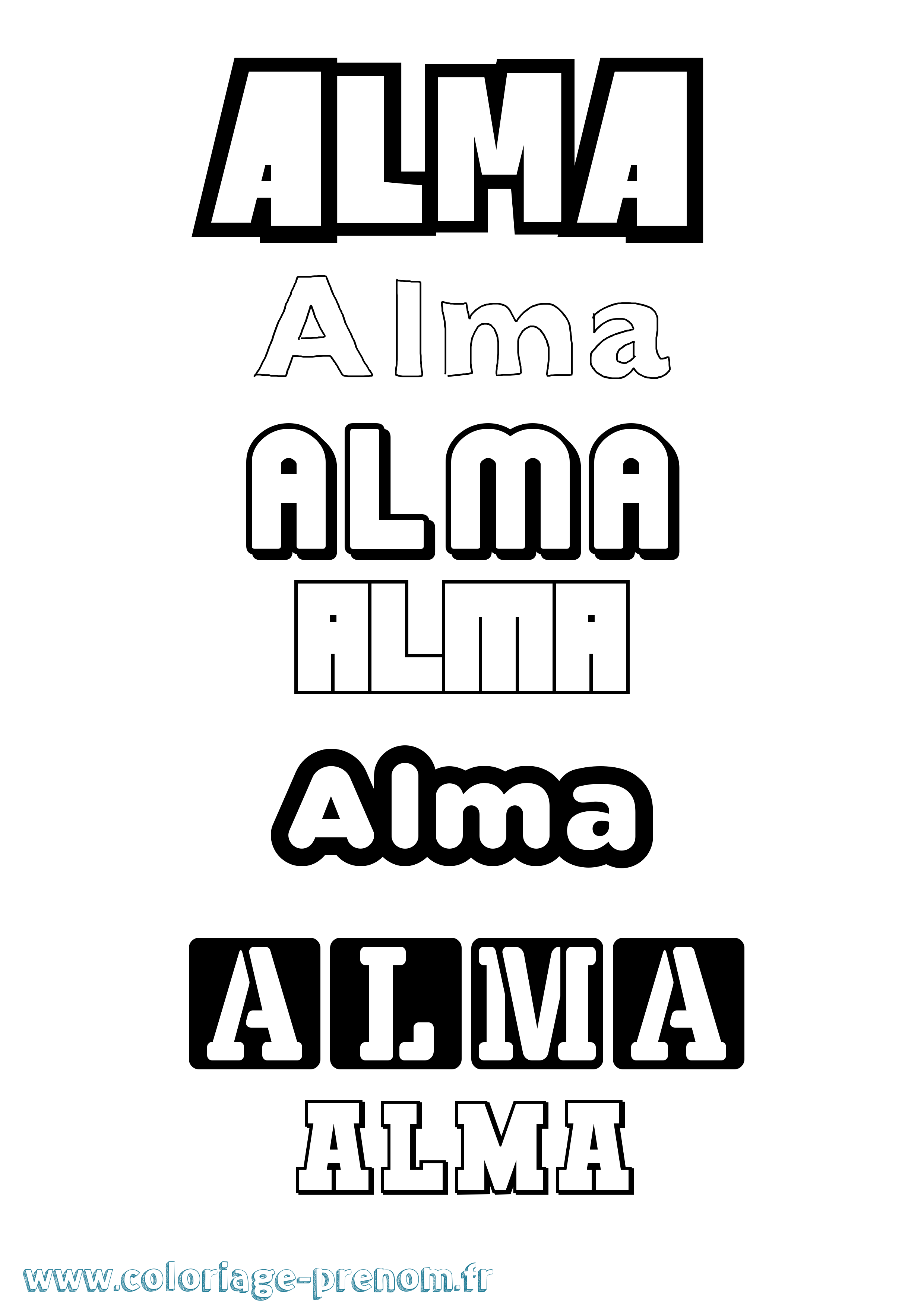 Coloriage prénom Alma Simple