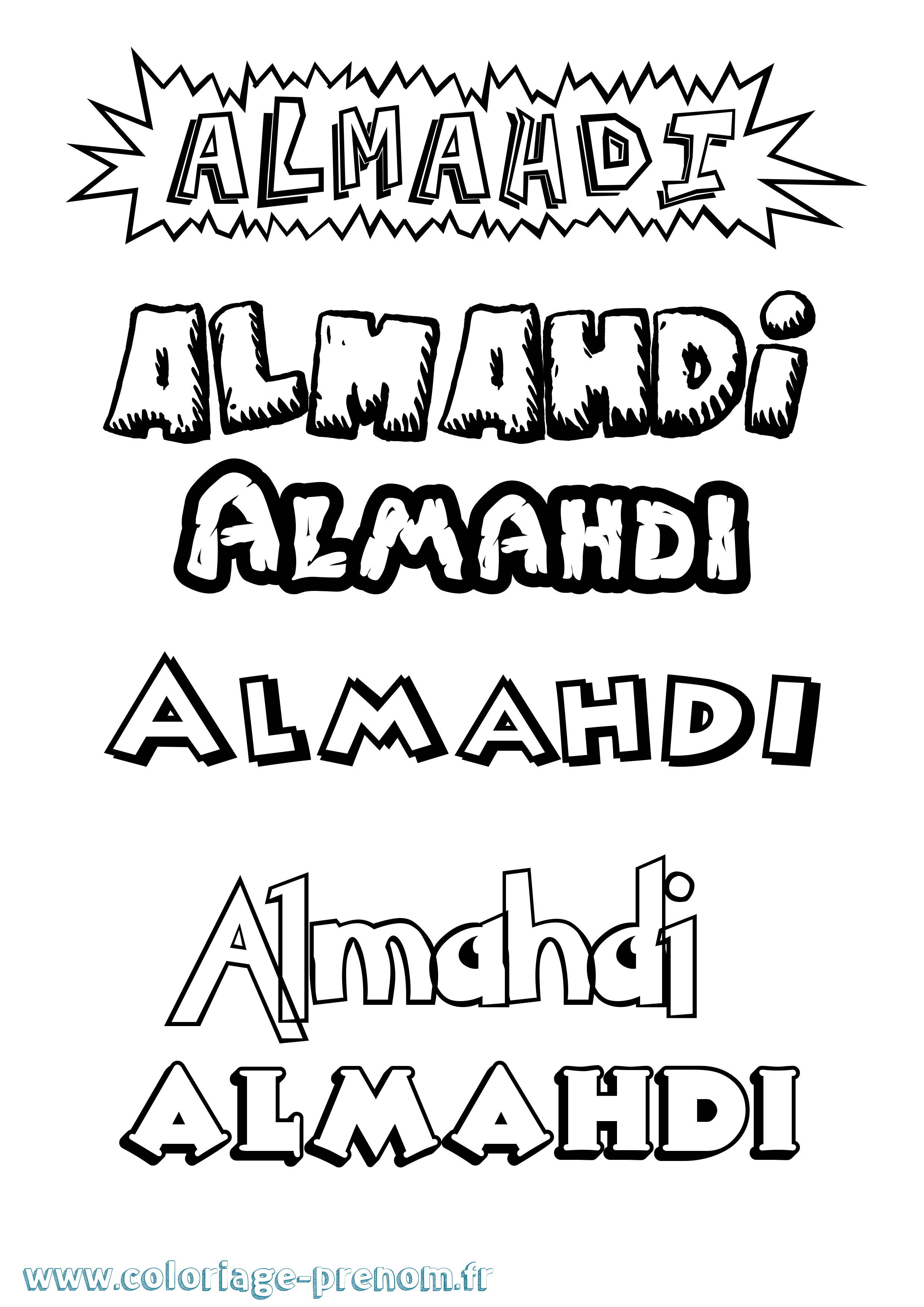 Coloriage prénom Almahdi Dessin Animé
