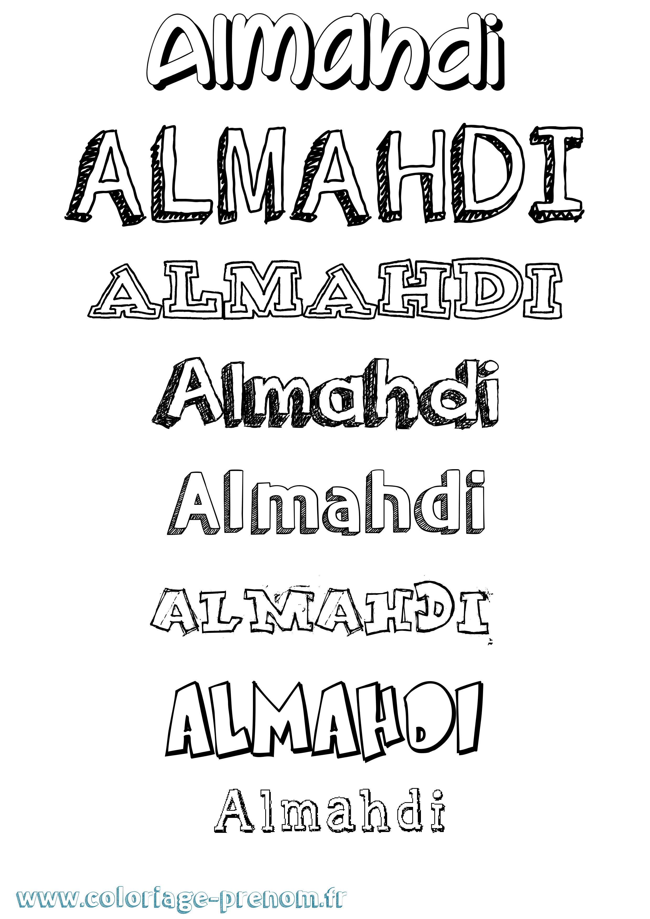 Coloriage prénom Almahdi Dessiné