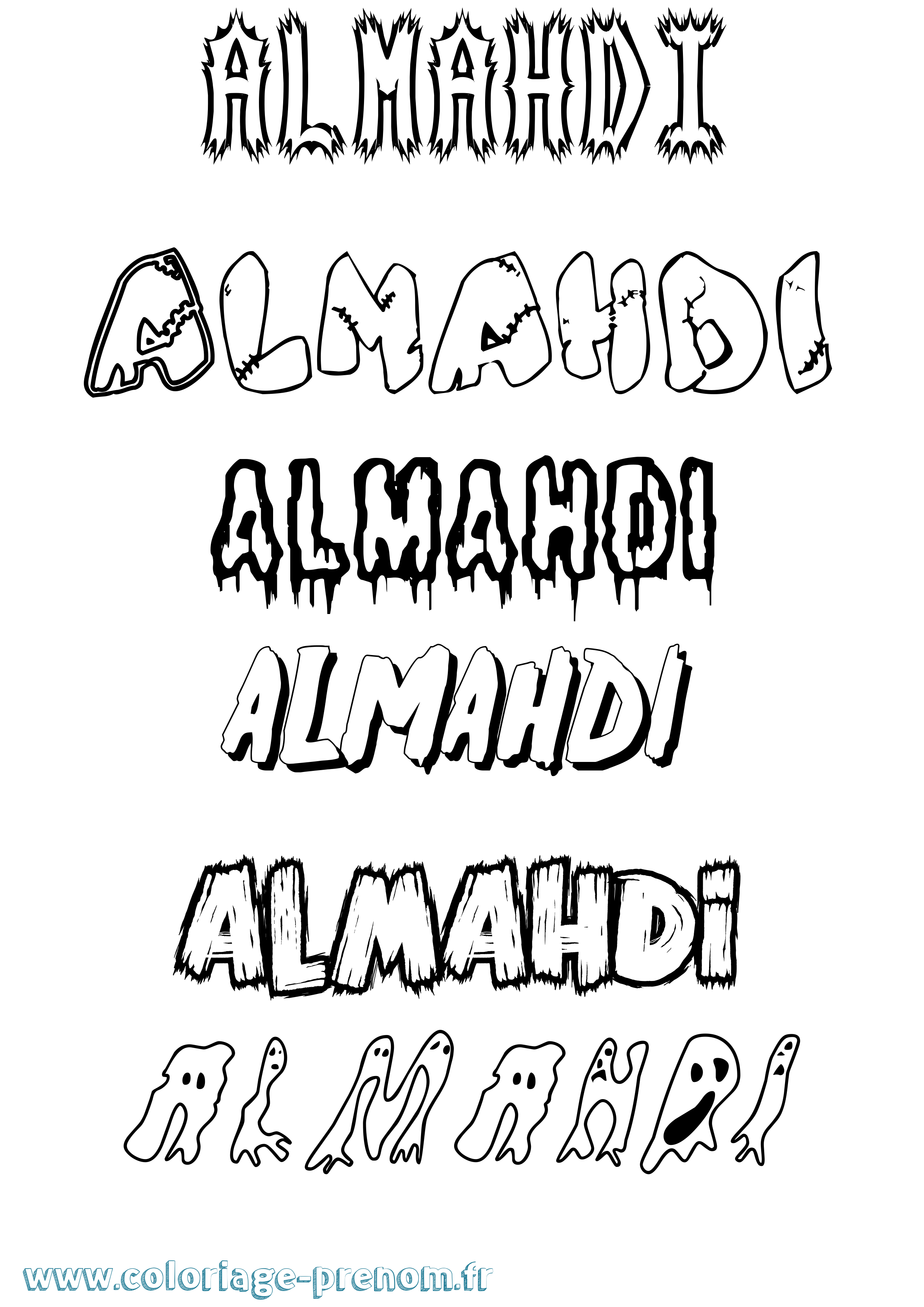 Coloriage prénom Almahdi Frisson