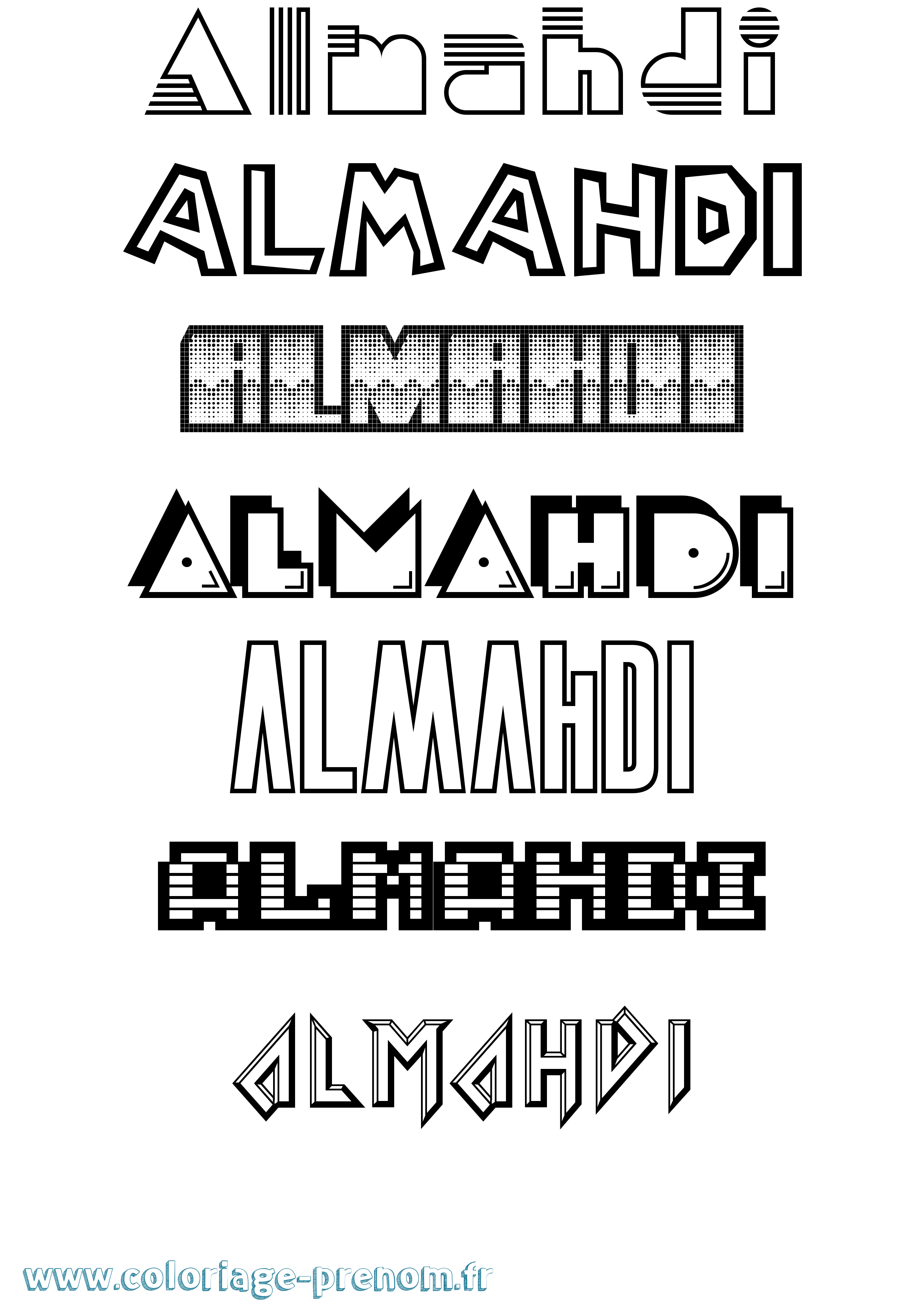 Coloriage prénom Almahdi Jeux Vidéos