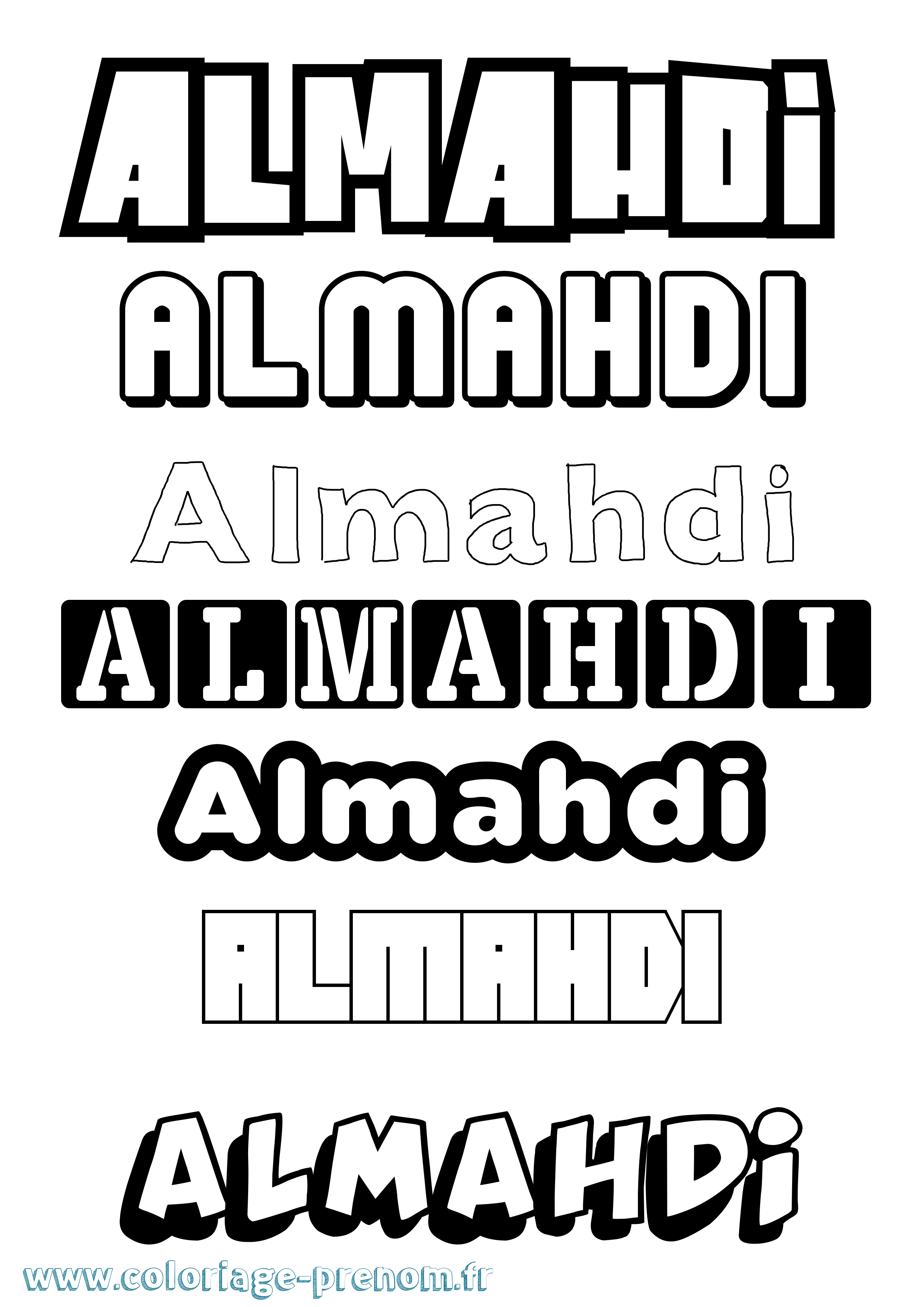 Coloriage prénom Almahdi Simple
