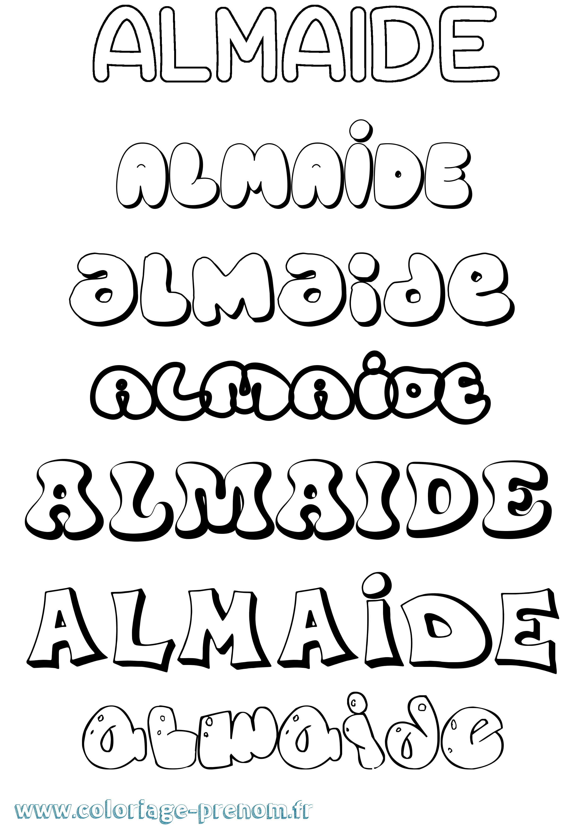 Coloriage prénom Almaide Bubble
