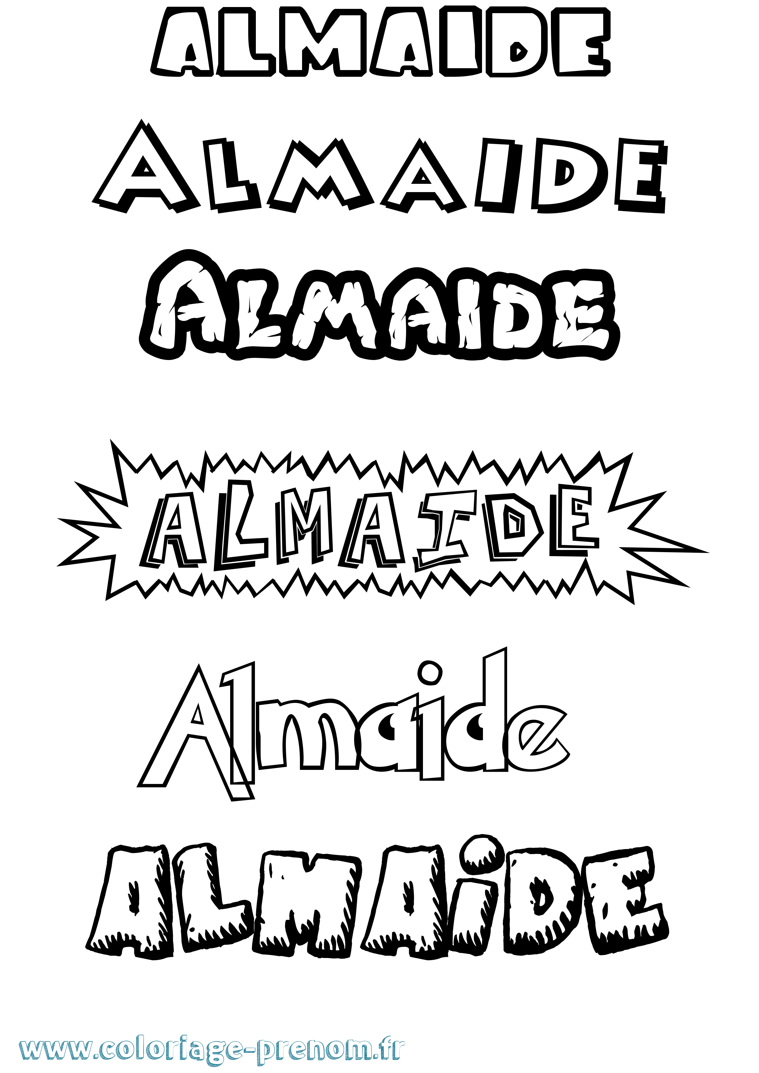 Coloriage prénom Almaide Dessin Animé