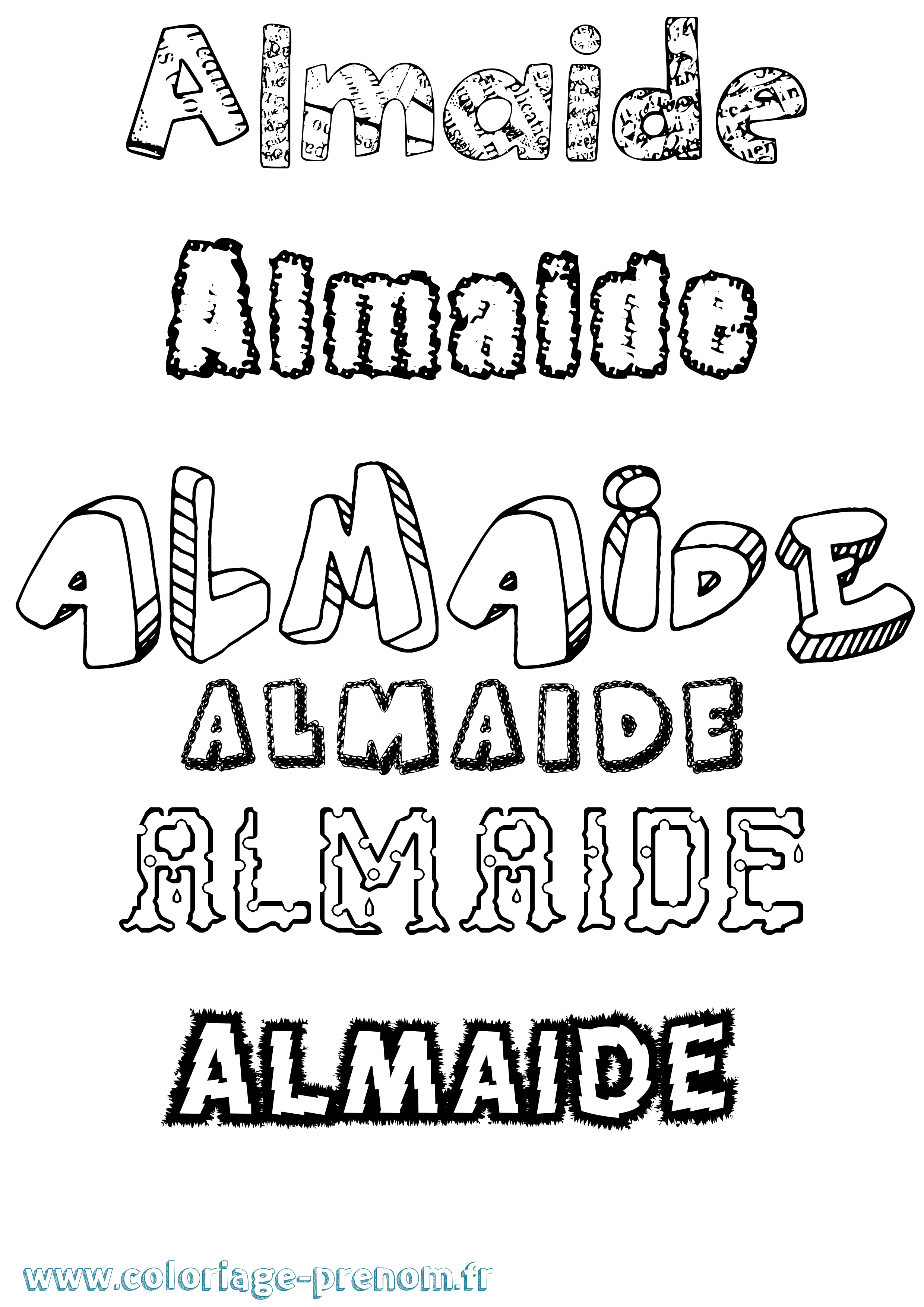 Coloriage prénom Almaide Destructuré