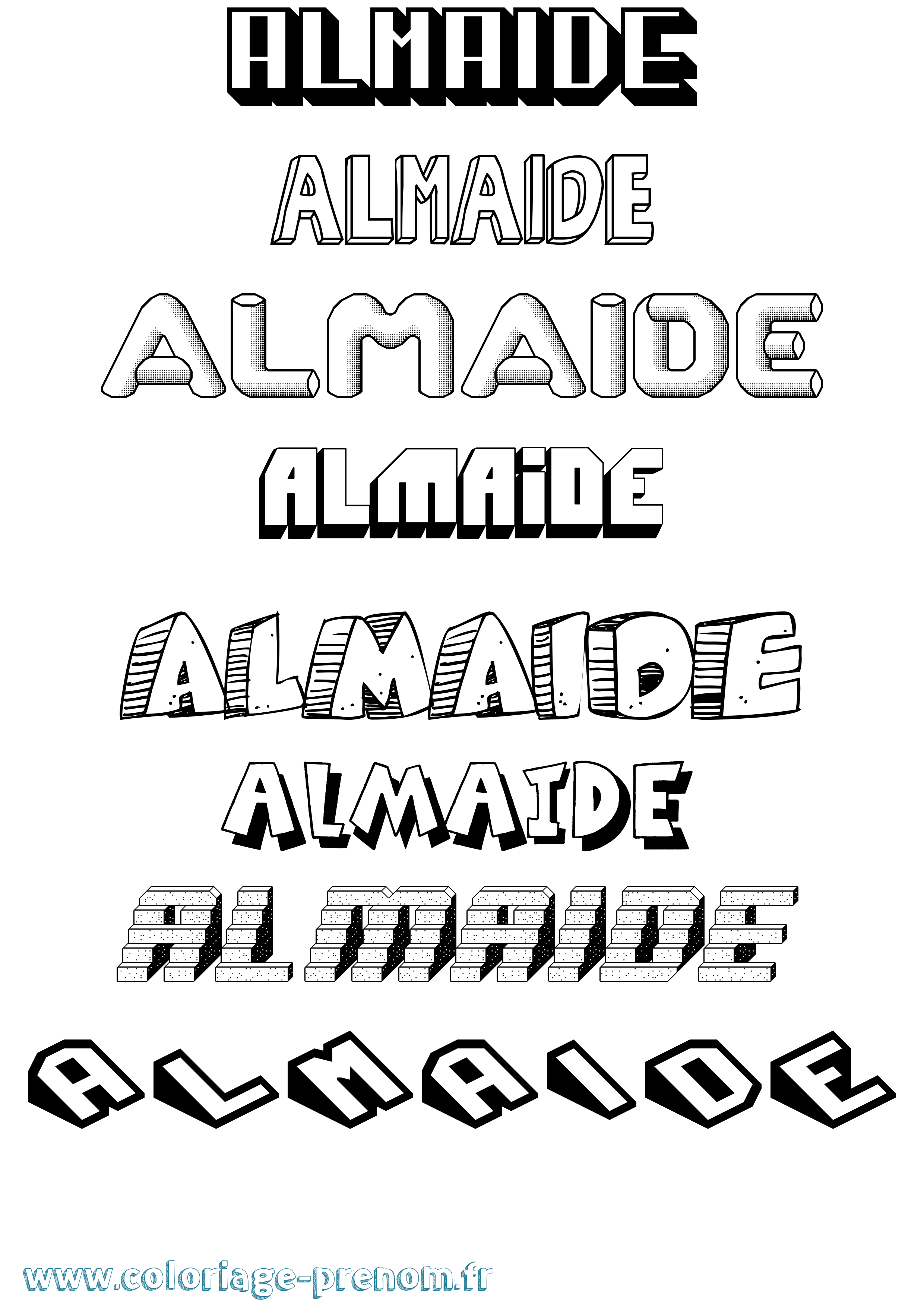 Coloriage prénom Almaide Effet 3D