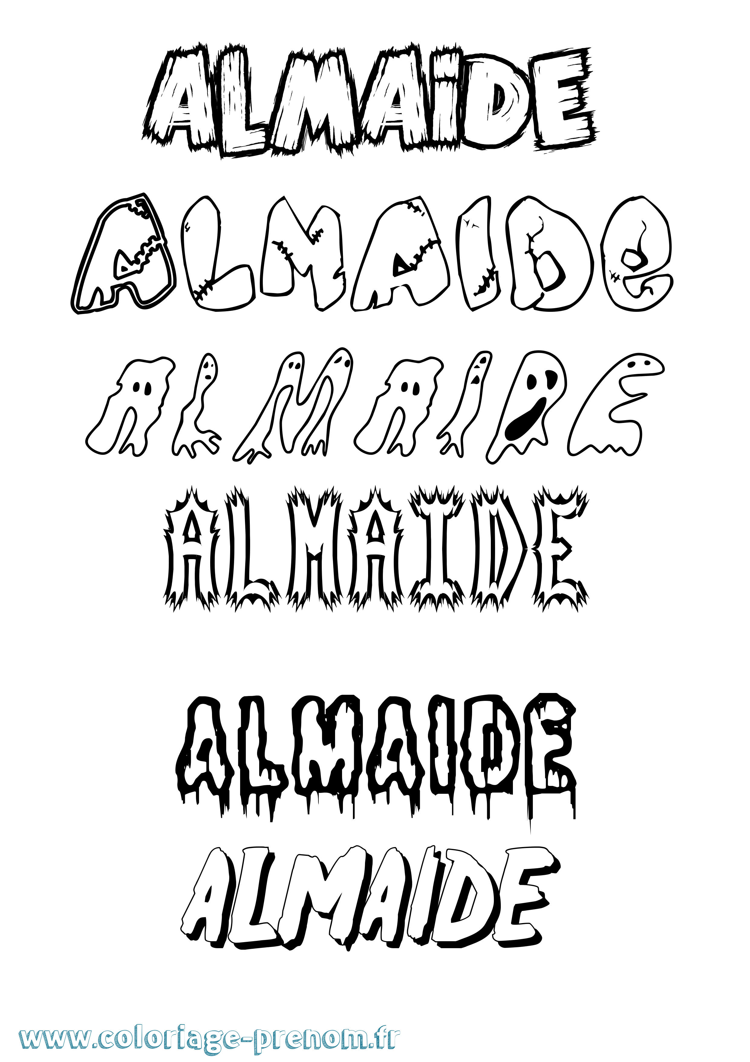 Coloriage prénom Almaide Frisson