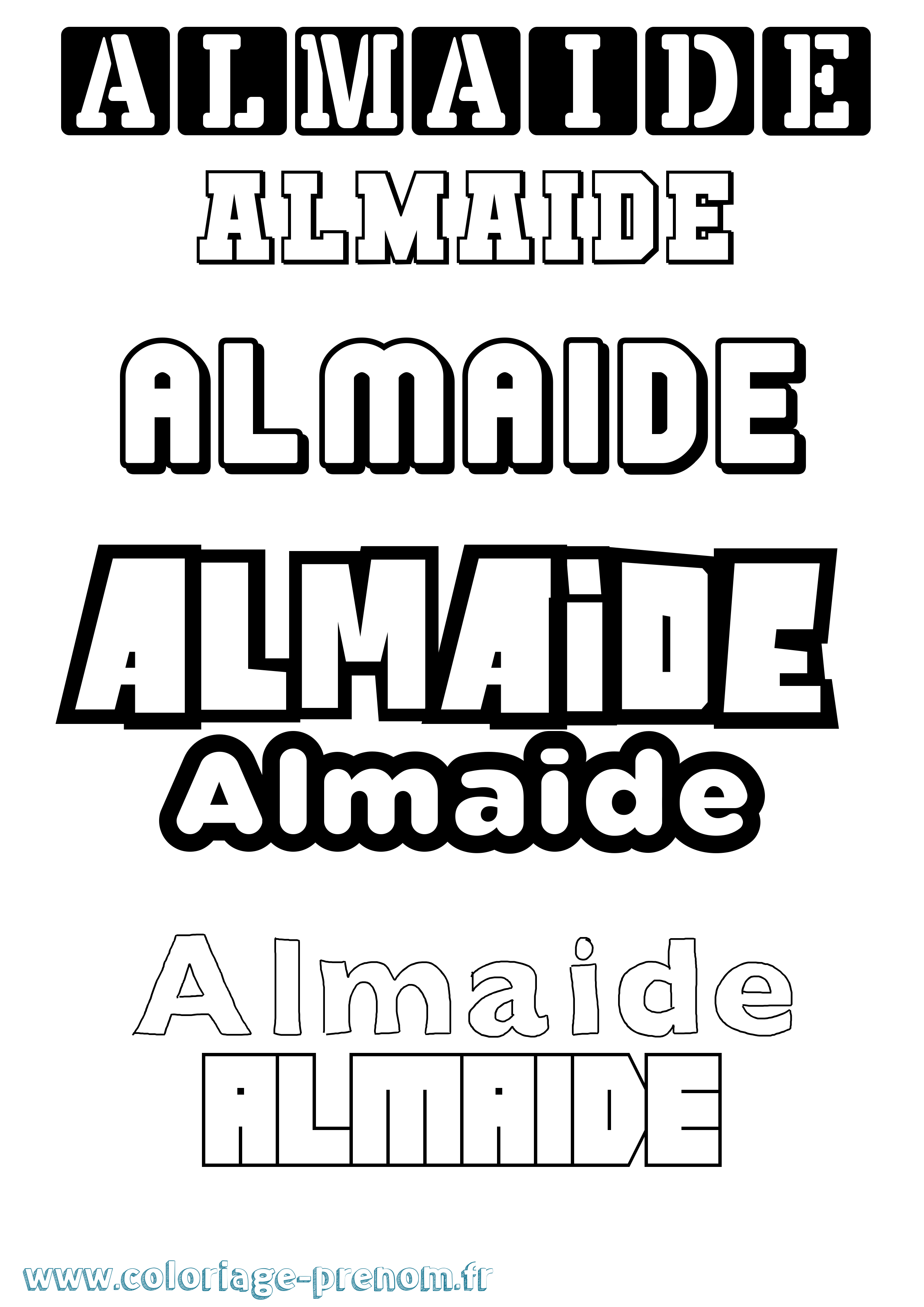 Coloriage prénom Almaide Simple