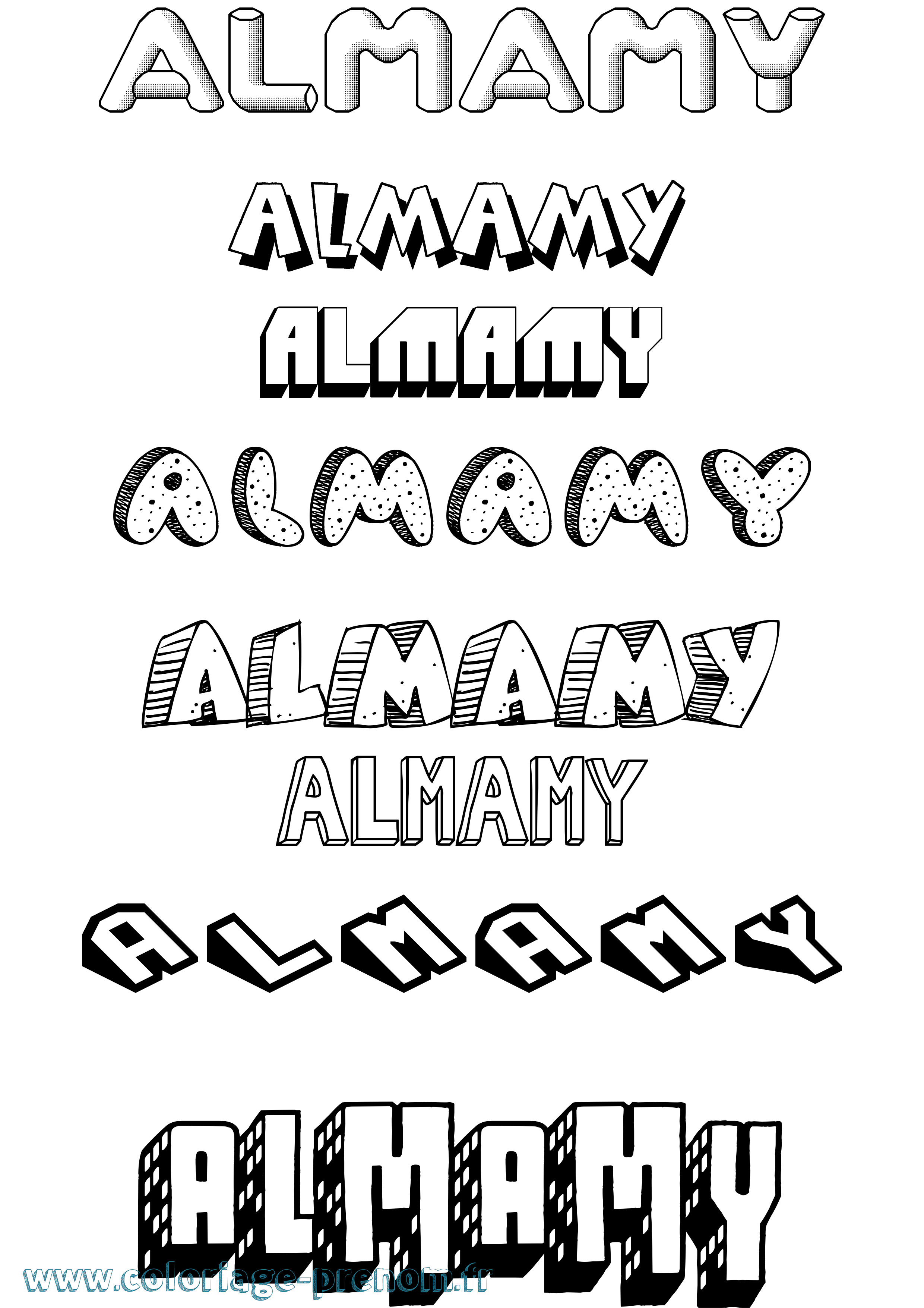 Coloriage prénom Almamy Effet 3D