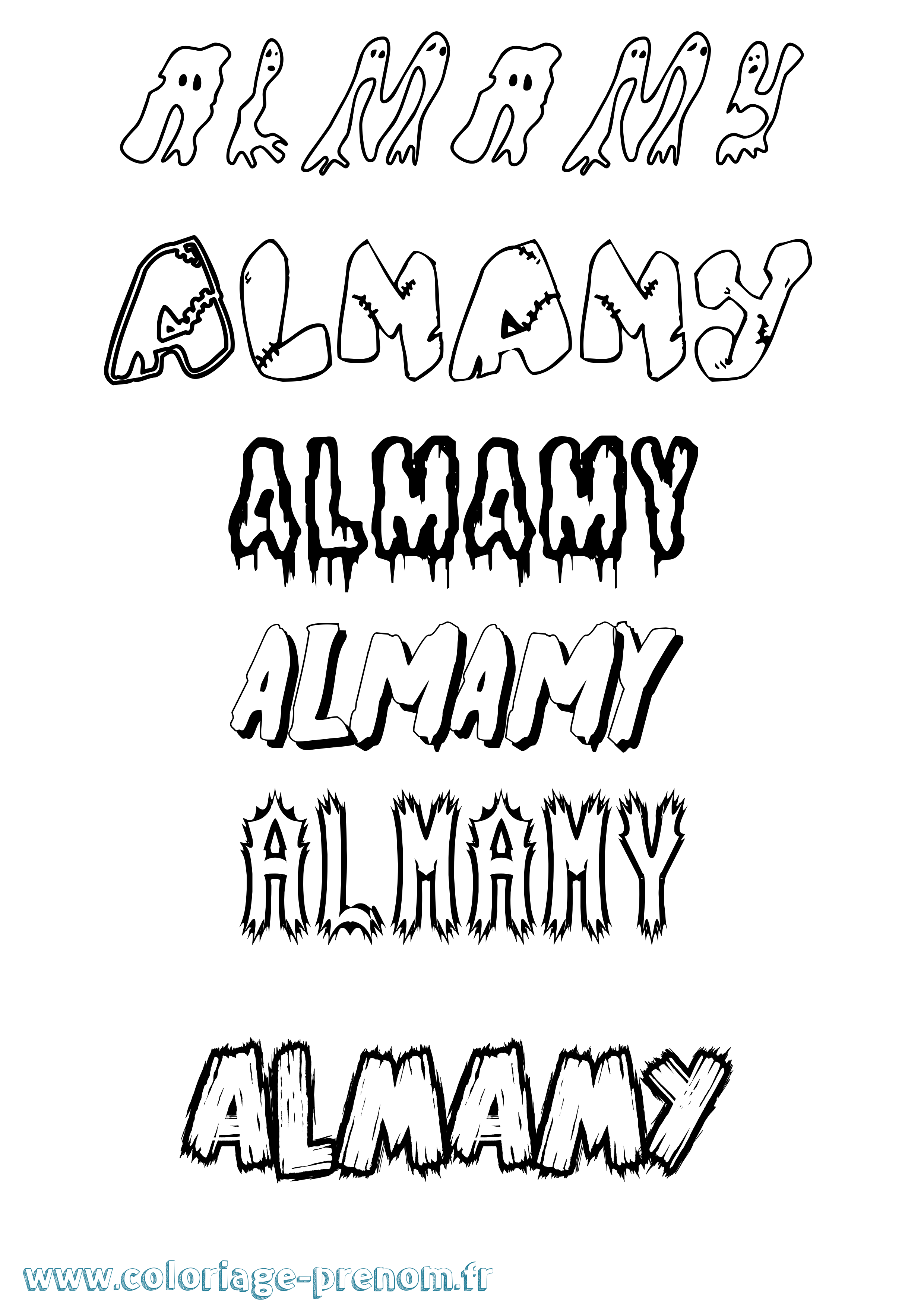 Coloriage prénom Almamy Frisson