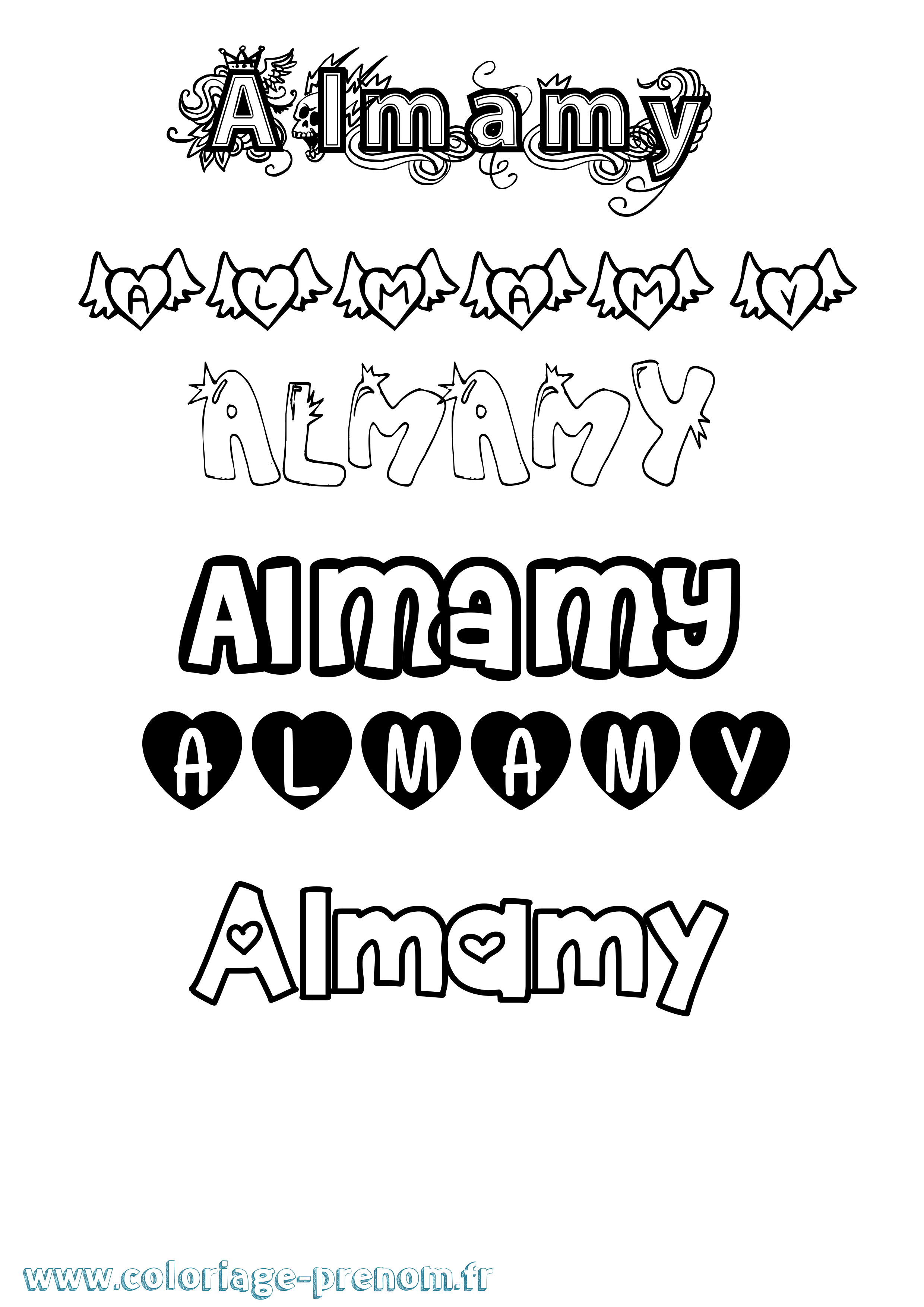 Coloriage prénom Almamy Girly