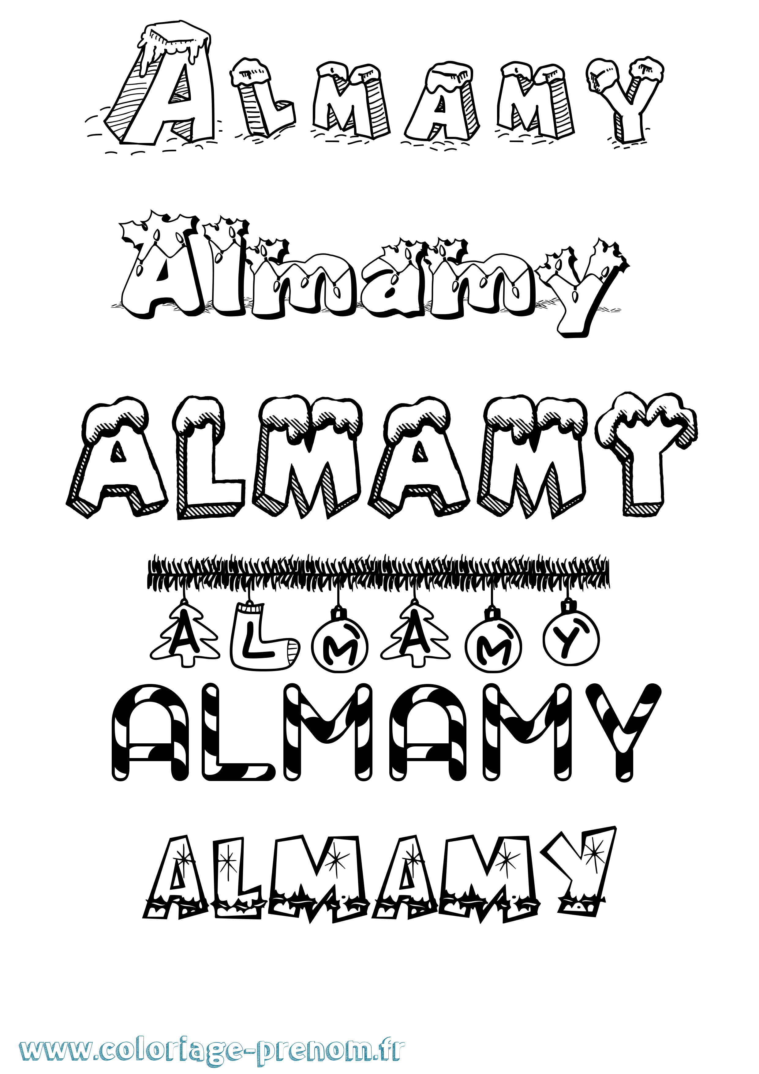 Coloriage prénom Almamy Noël