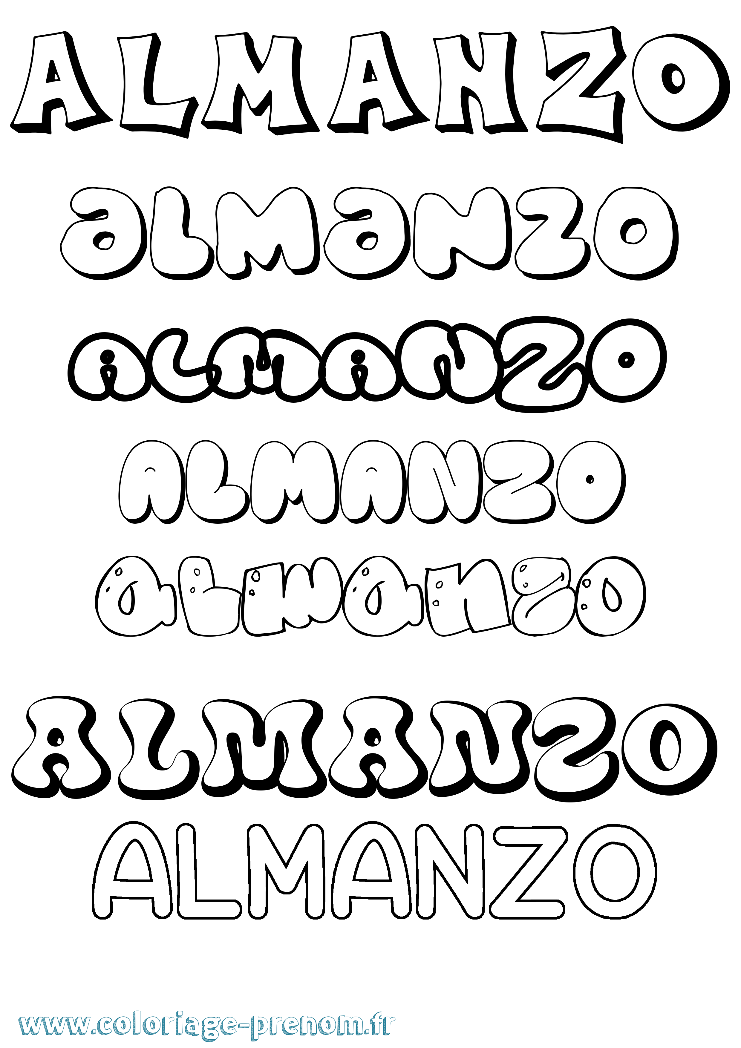 Coloriage Almanzo Bubble Coloriage prénom Almanzo Bubble