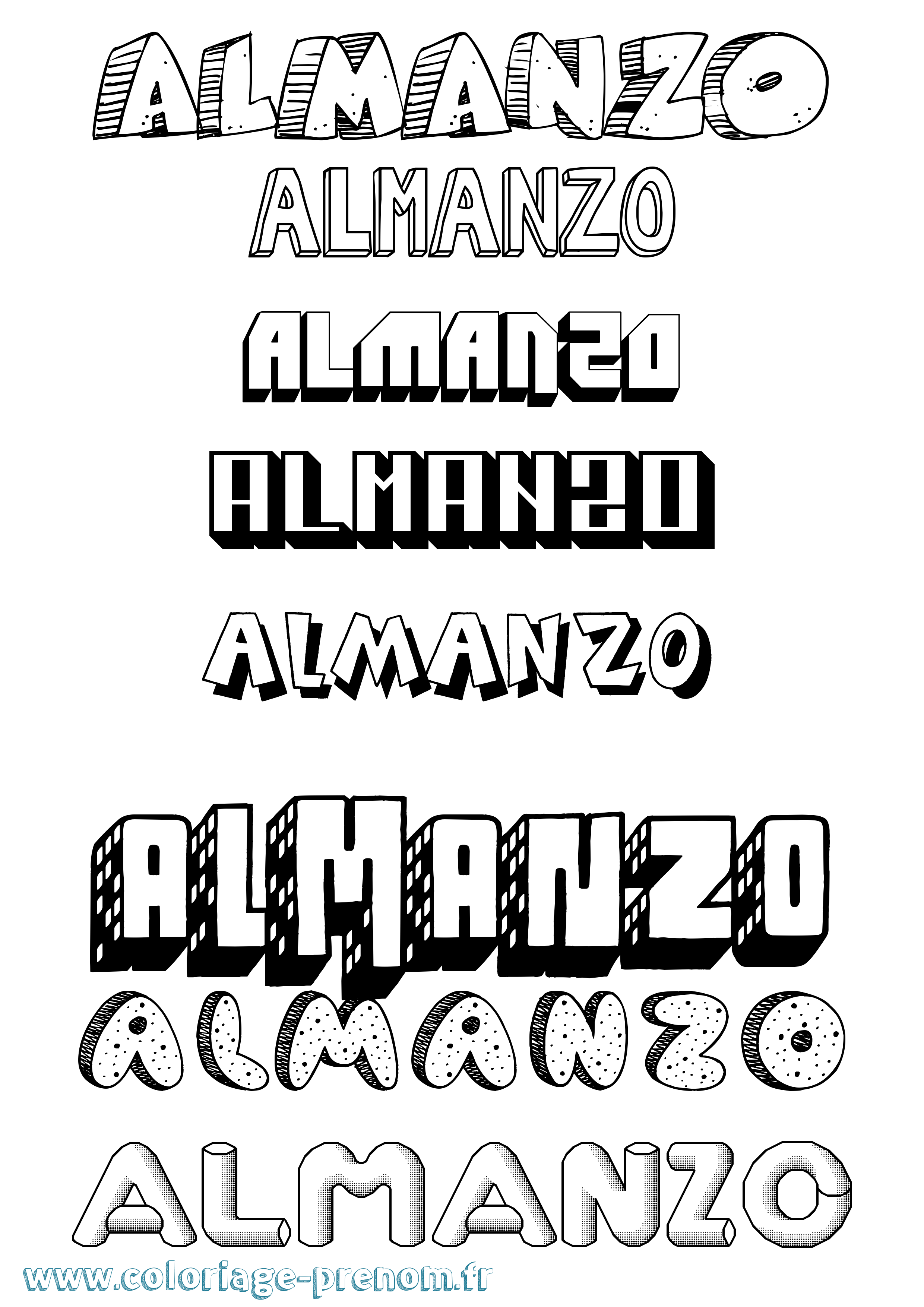 Coloriage Almanzo Effet 3D Coloriage prénom Almanzo Effet 3D