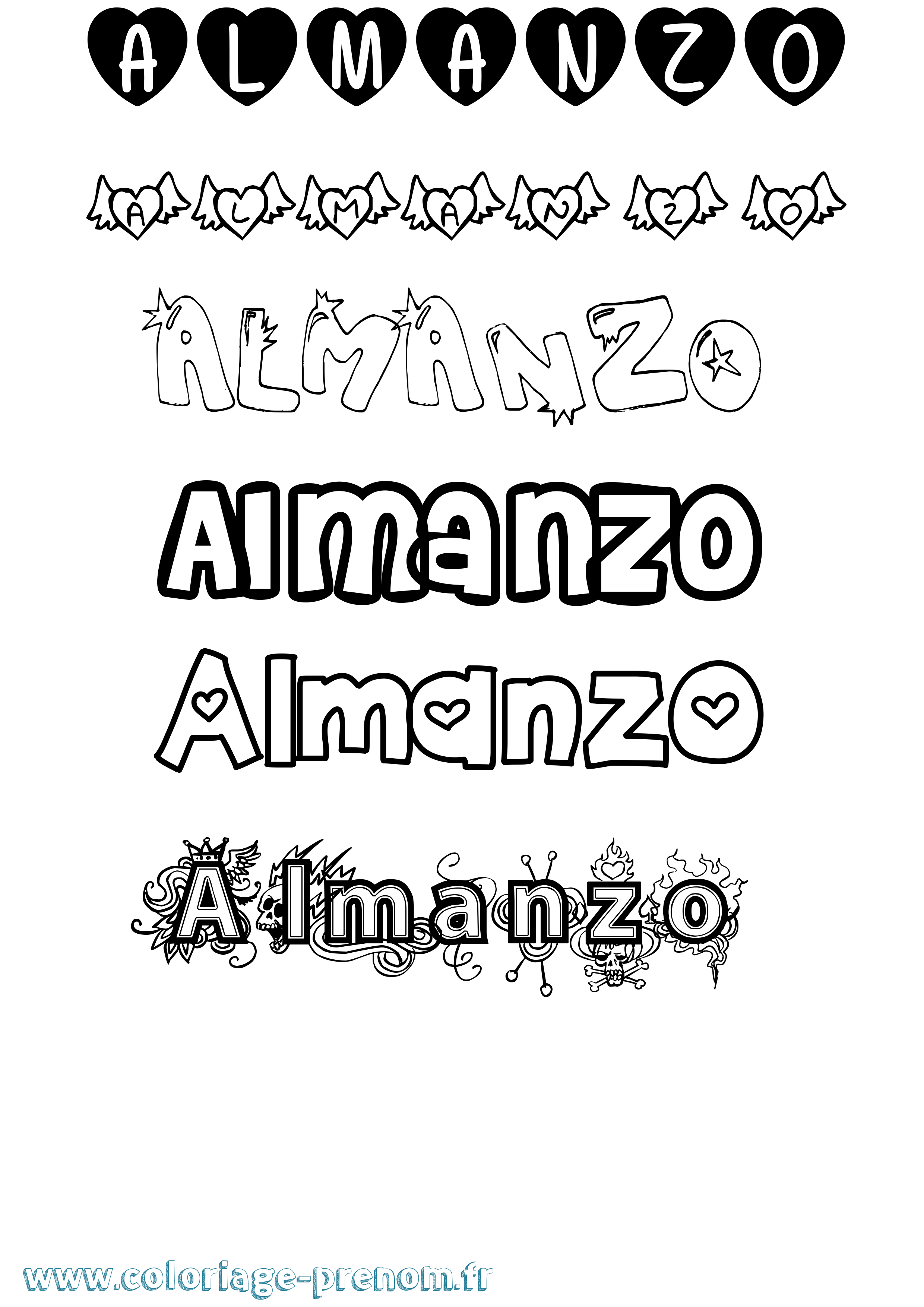 Coloriage Almanzo Girly Coloriage prénom Almanzo Girly