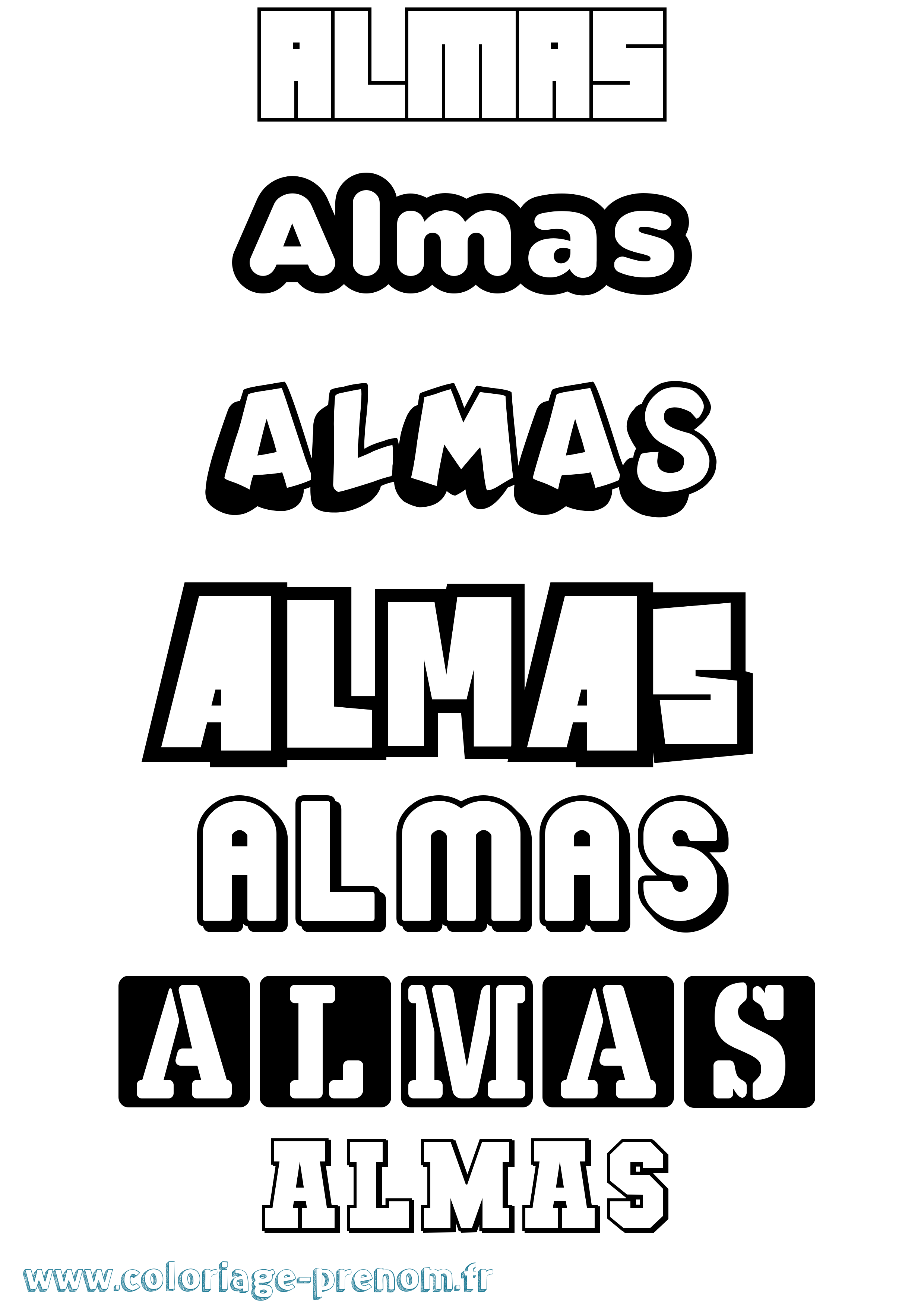 Coloriage prénom Almas Simple