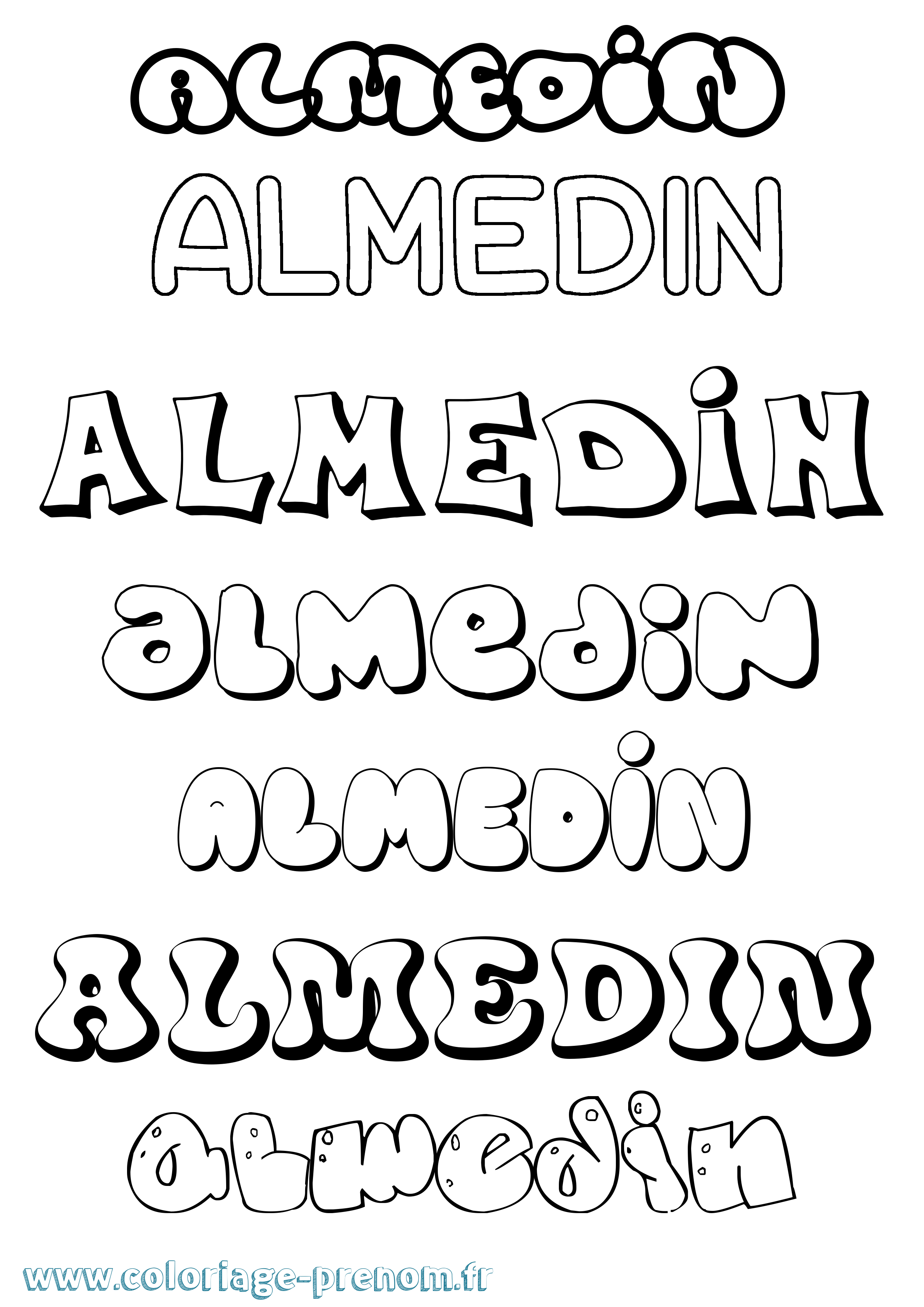 Coloriage prénom Almedin Bubble