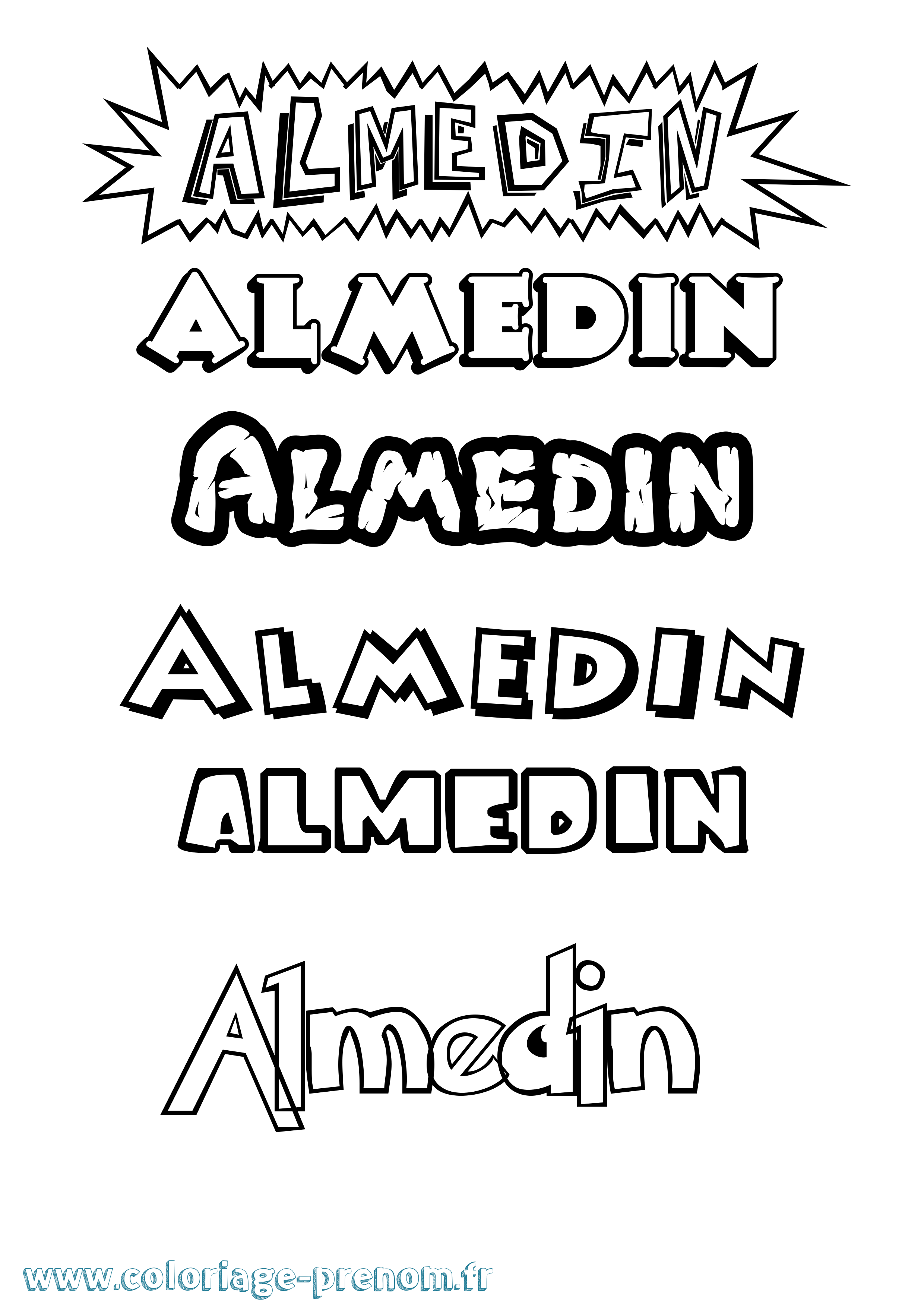 Coloriage prénom Almedin Dessin Animé
