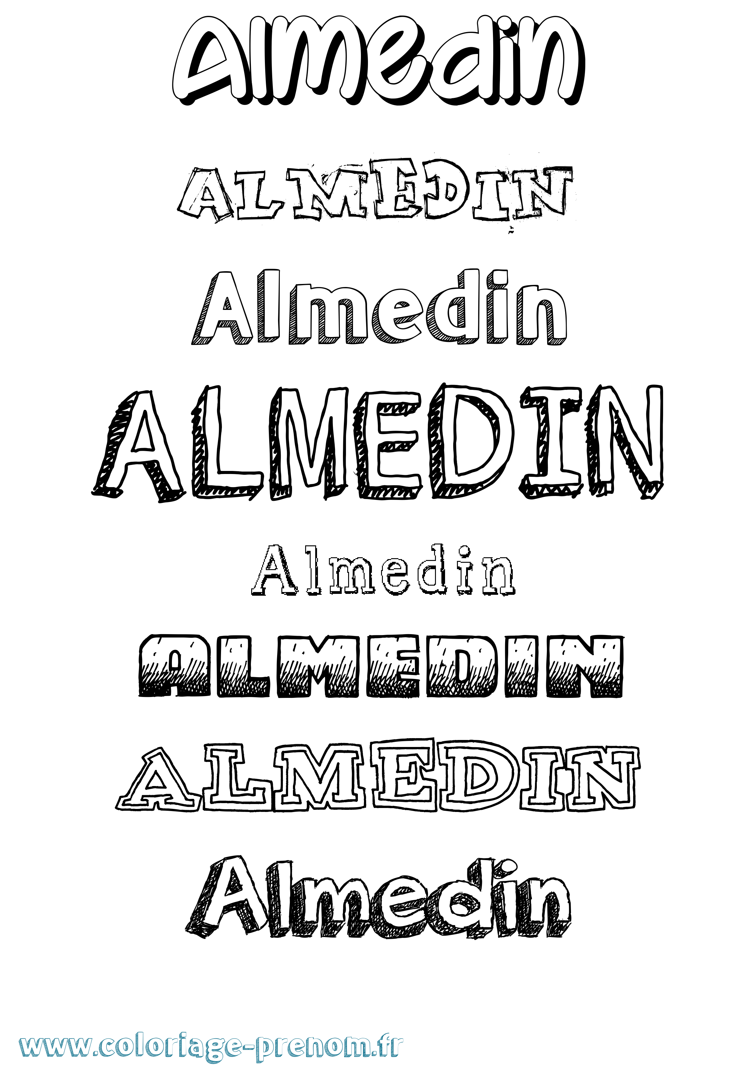 Coloriage prénom Almedin Dessiné