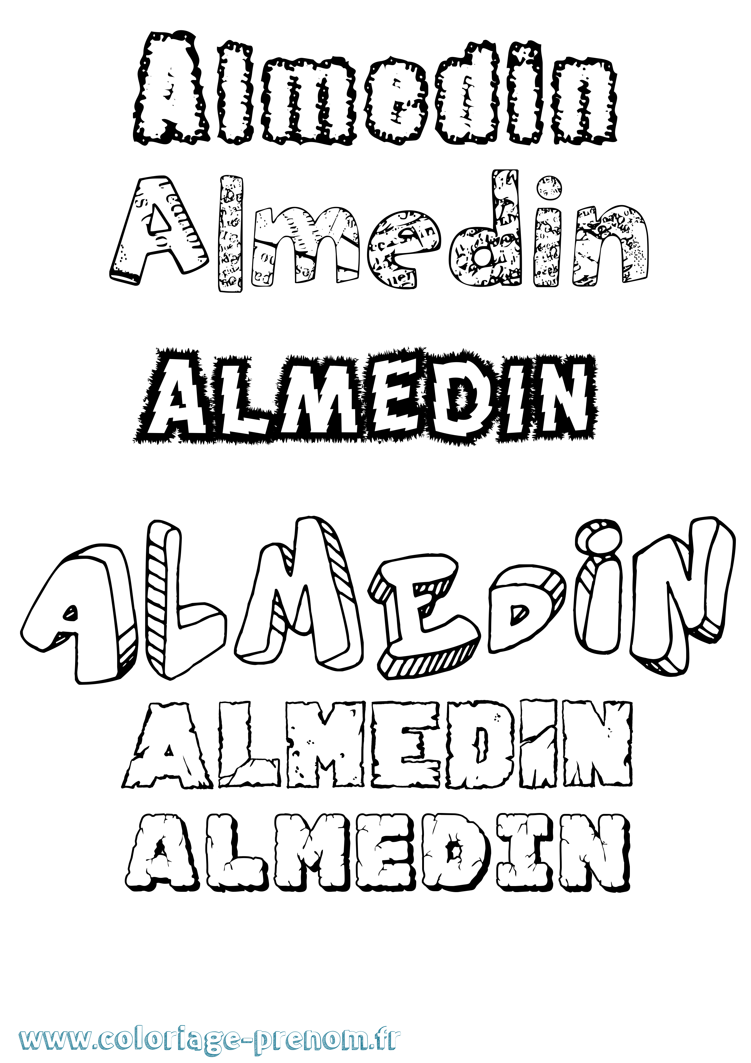 Coloriage prénom Almedin Destructuré