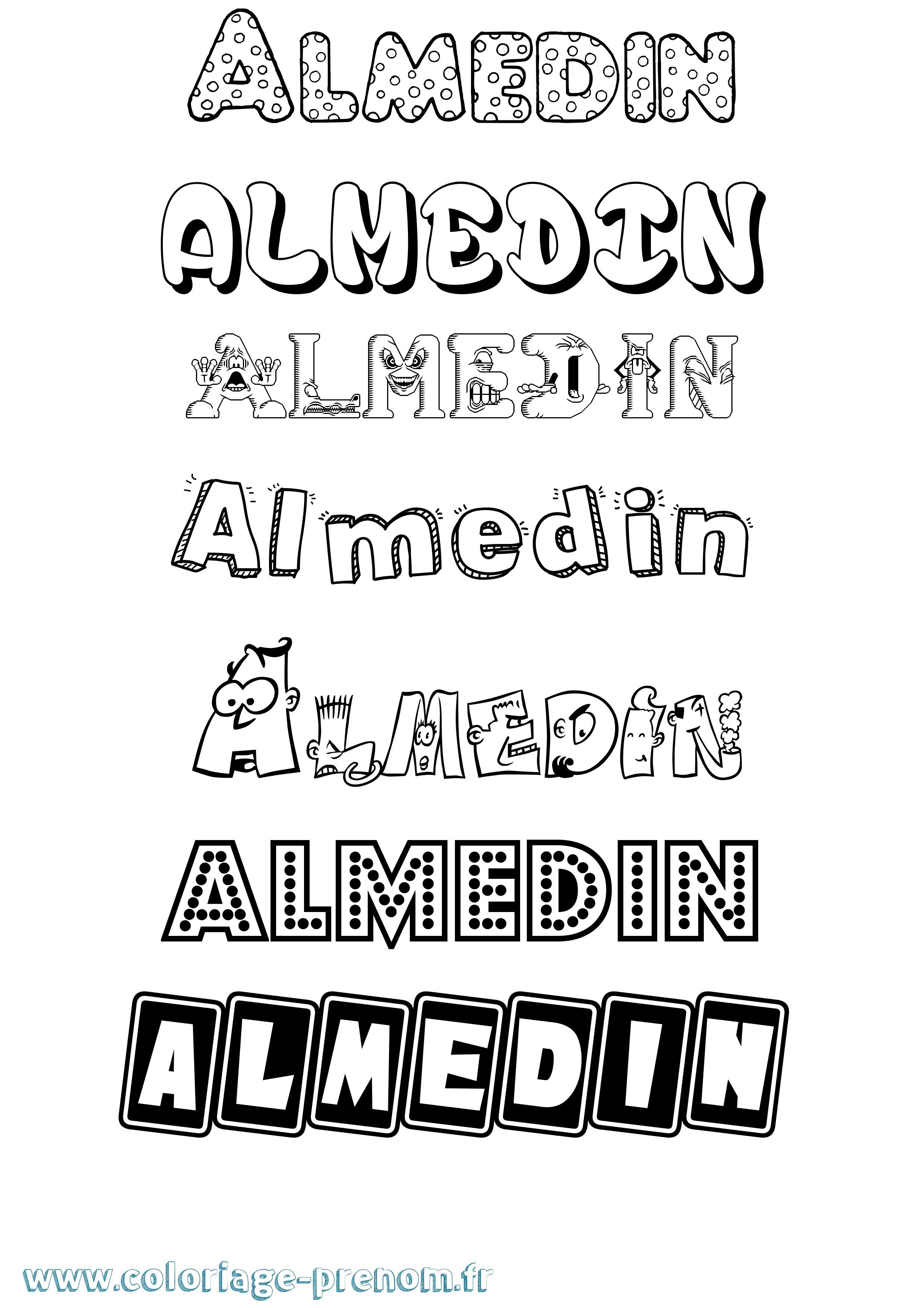 Coloriage prénom Almedin Fun