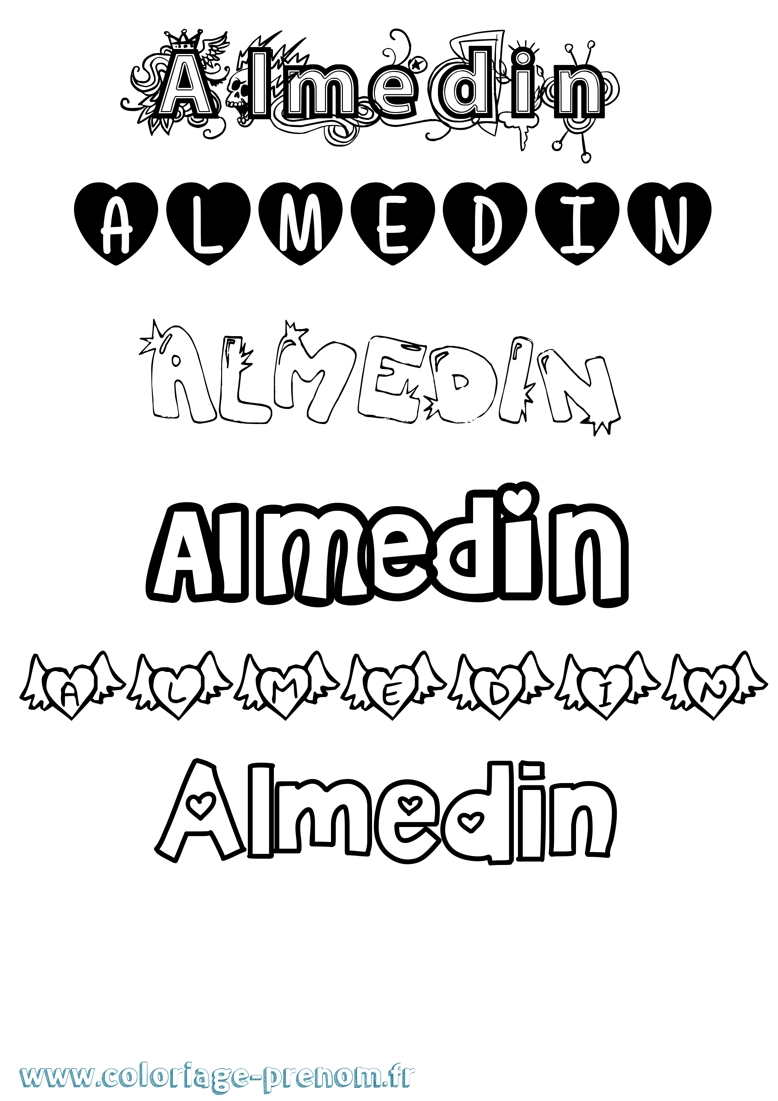 Coloriage prénom Almedin Girly