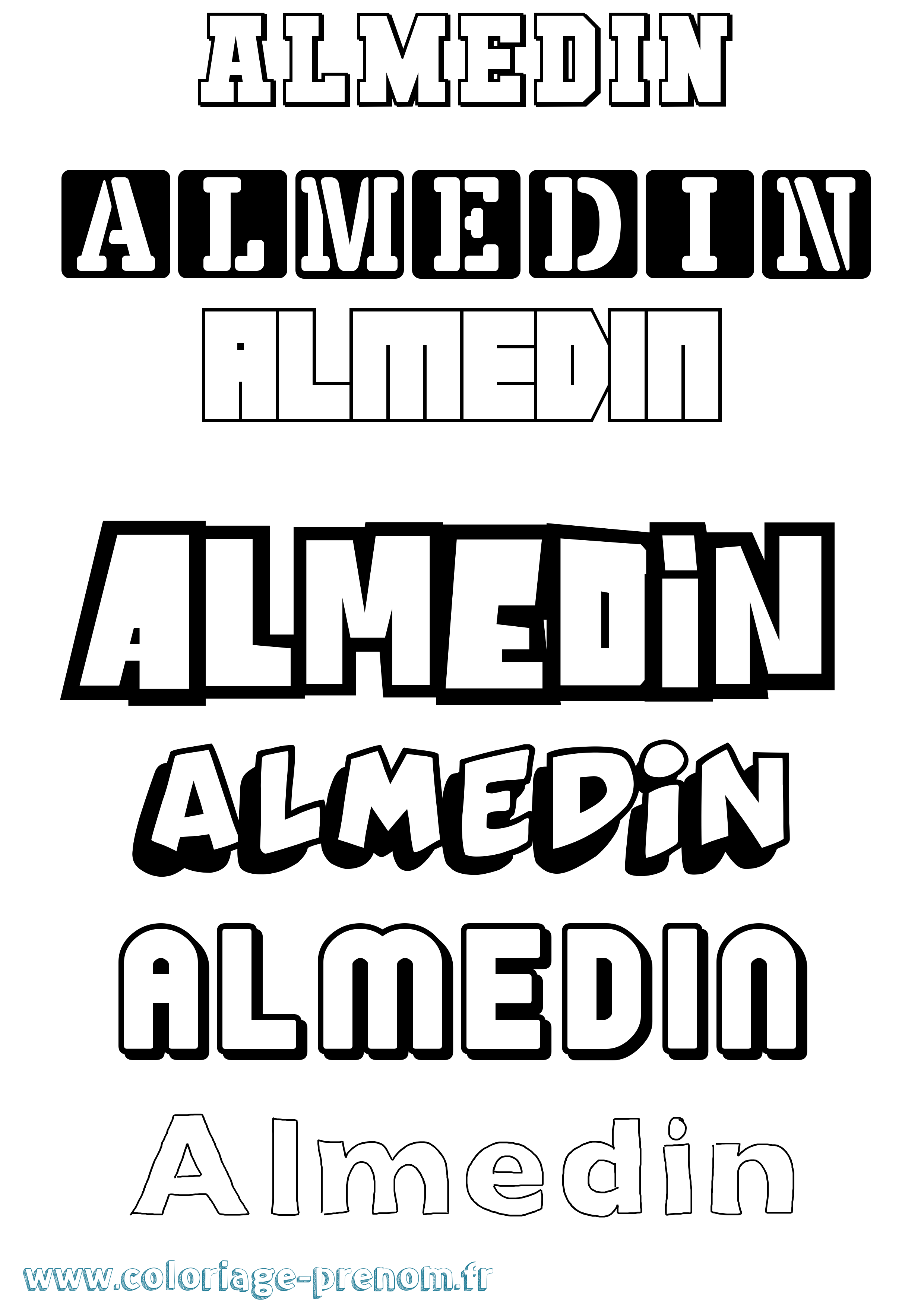Coloriage prénom Almedin Simple