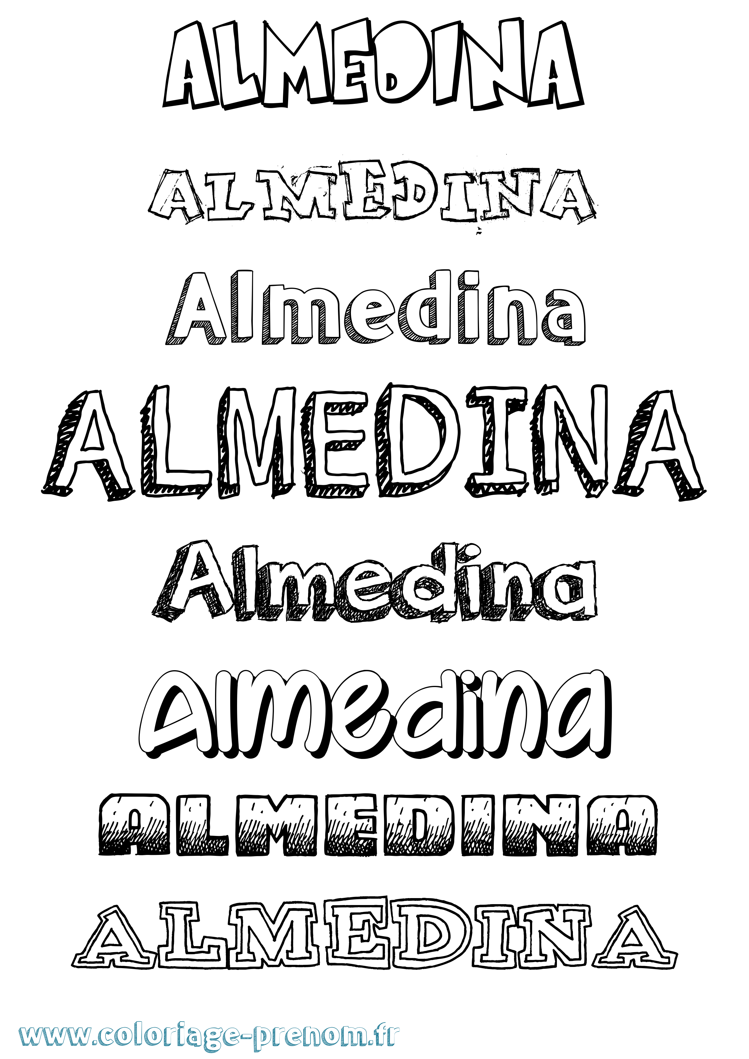 Coloriage prénom Almedina Dessiné
